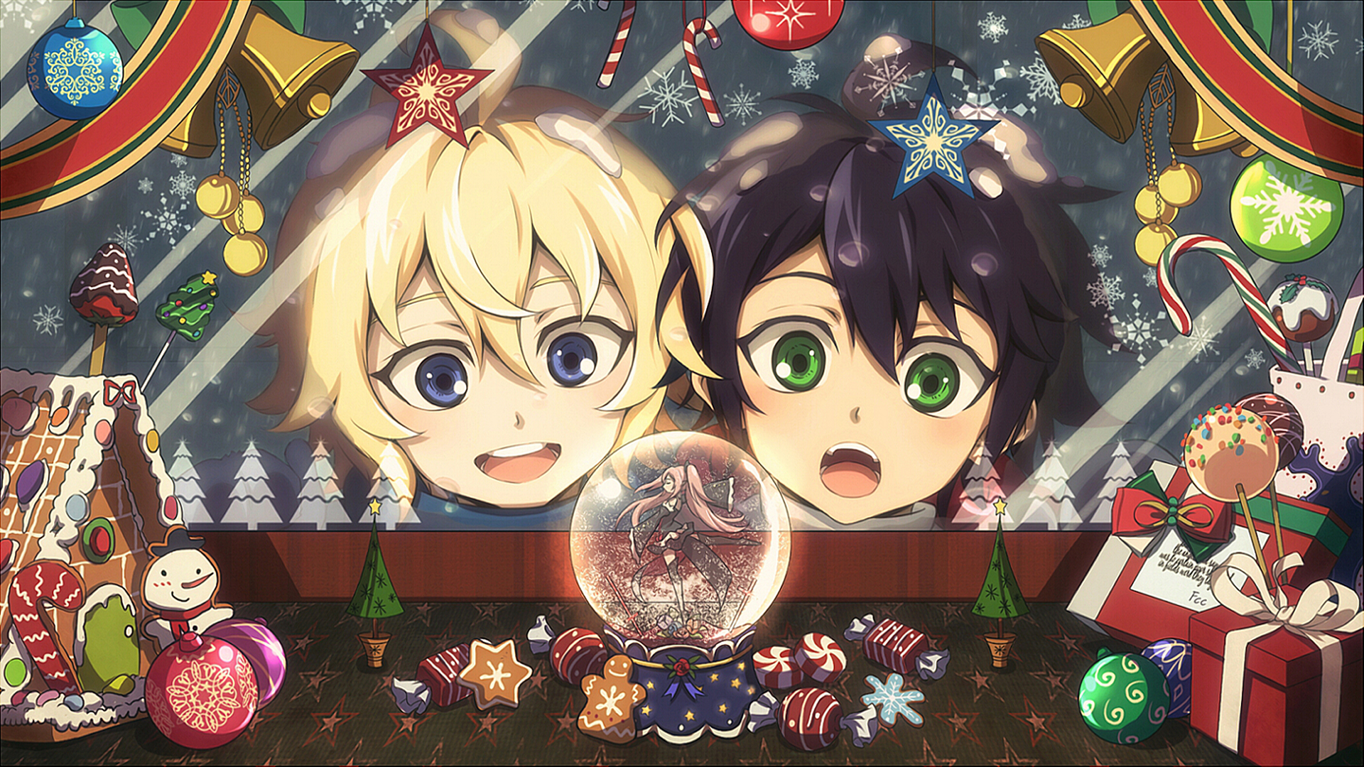 Yūichirō Hyakuya and Mikaela Hyakuya Christmas HD Wallpaper