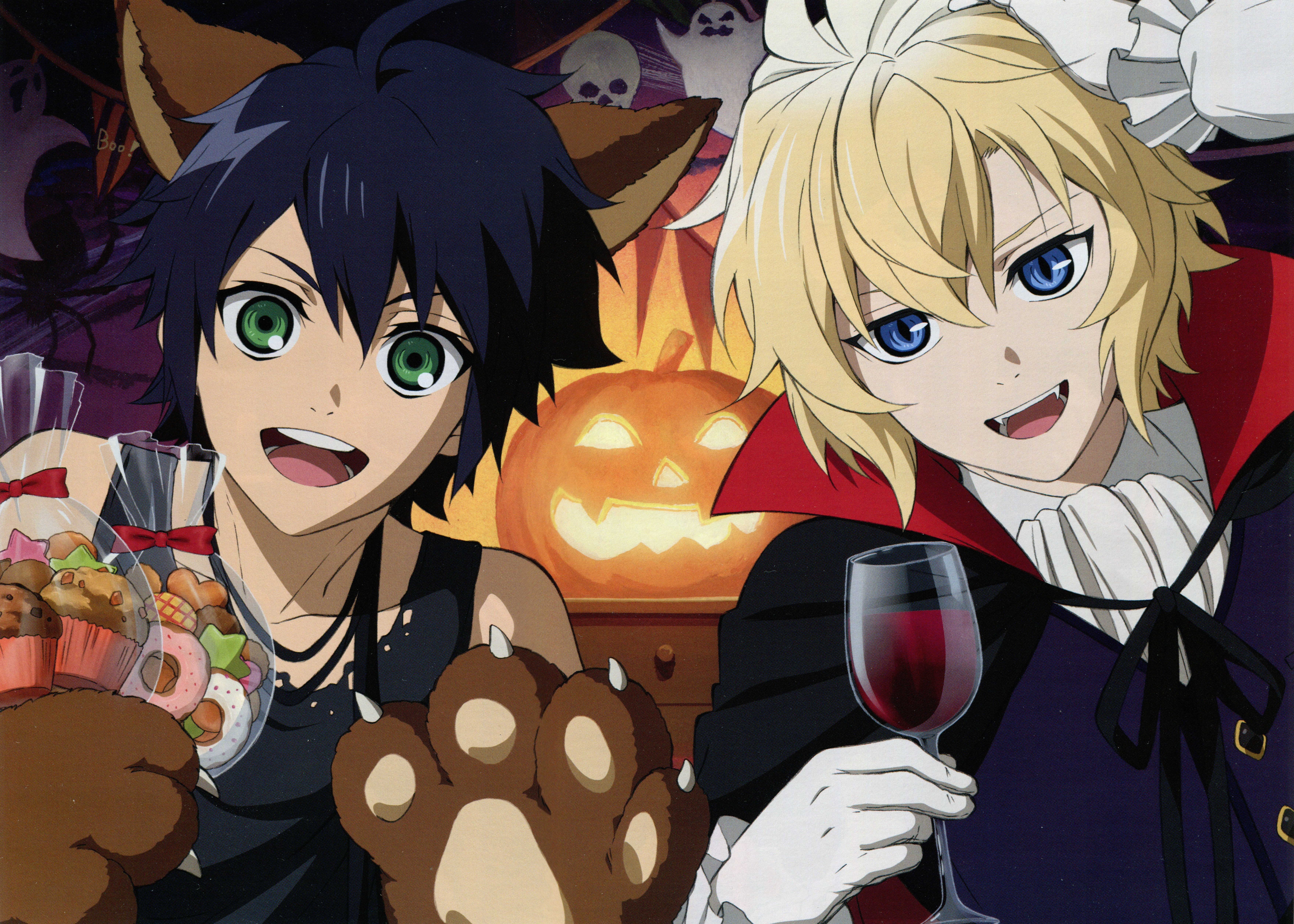 Yūichirō Hyakuya and Mikaela Hyakuya Halloween HD Wallpaper