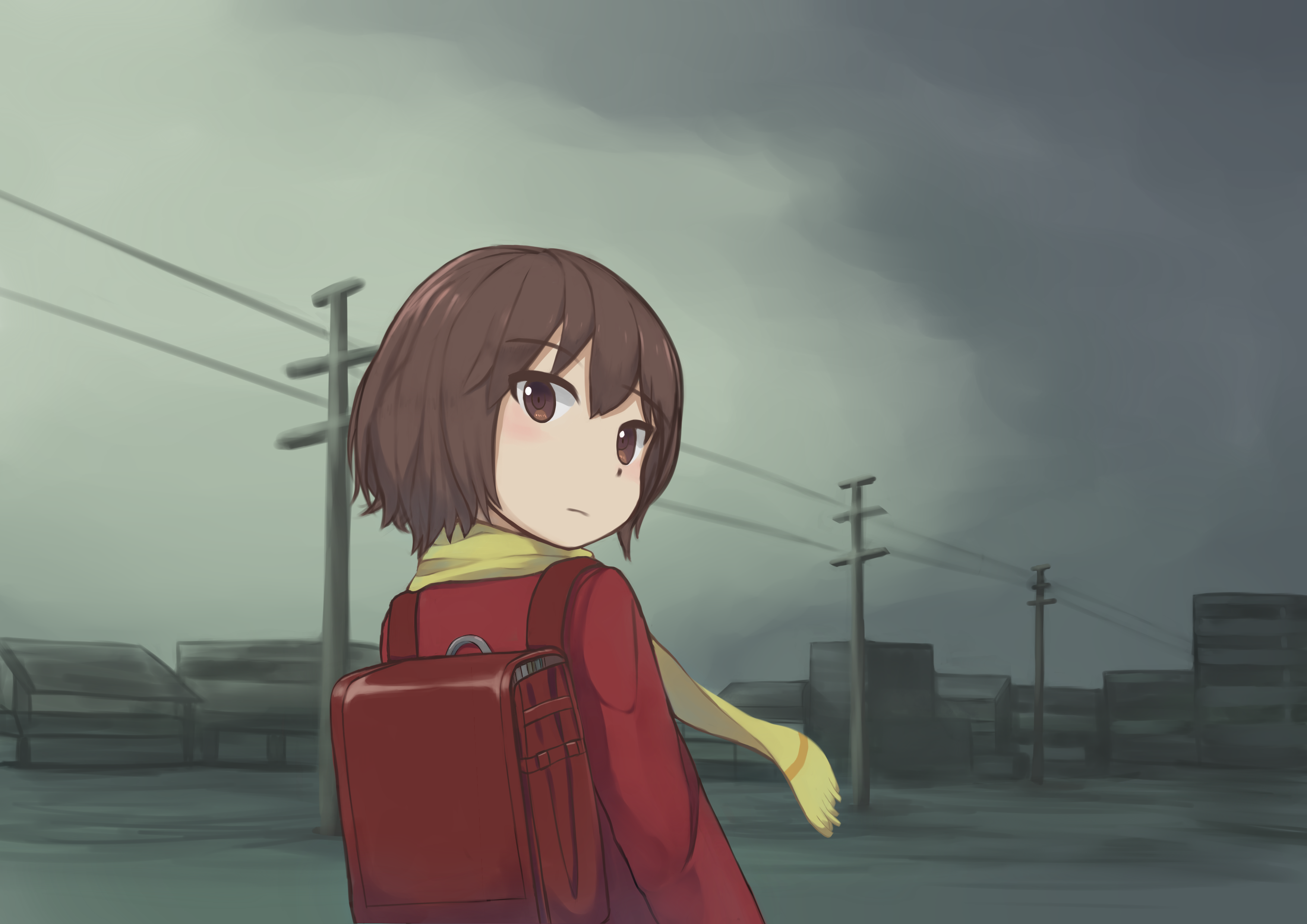 Kayo Hinazuki with a red backpack HD Wallpaper