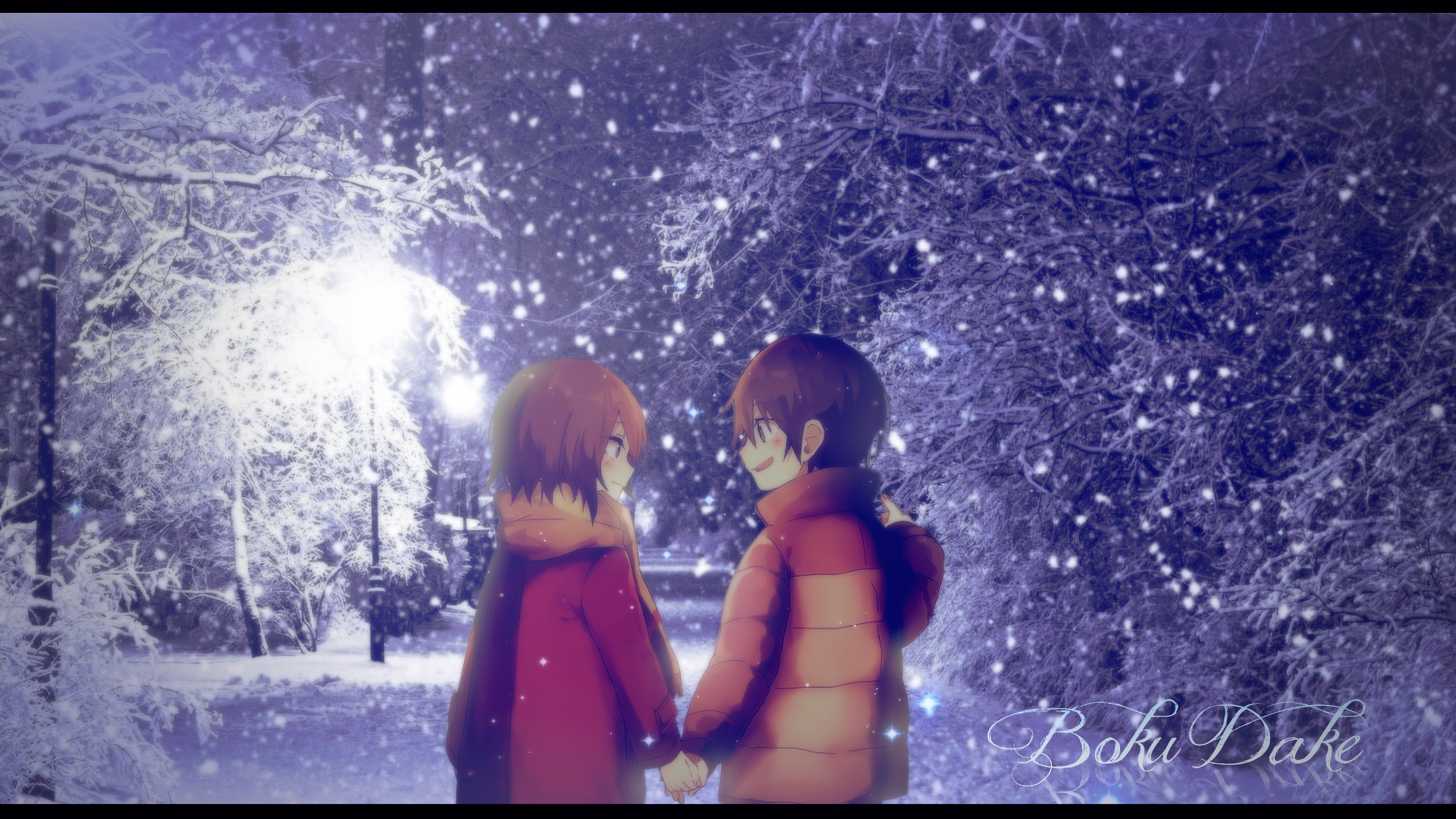 Kayo Hinazuki in a Snowy Park HD Wallpaper