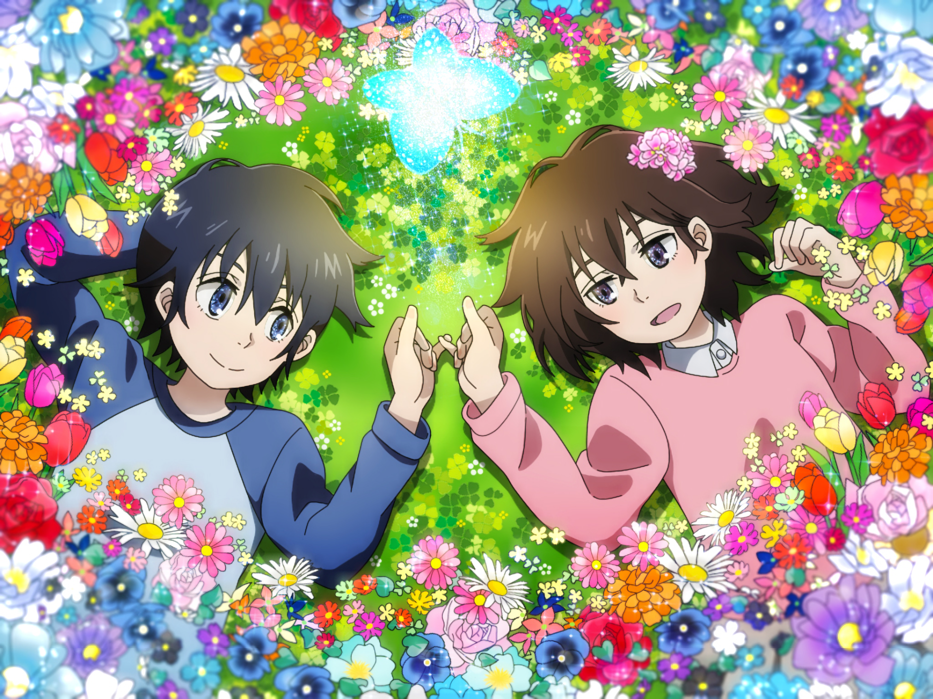 Kayo Hinazuki lying in a field of flowers HD Wallpaper