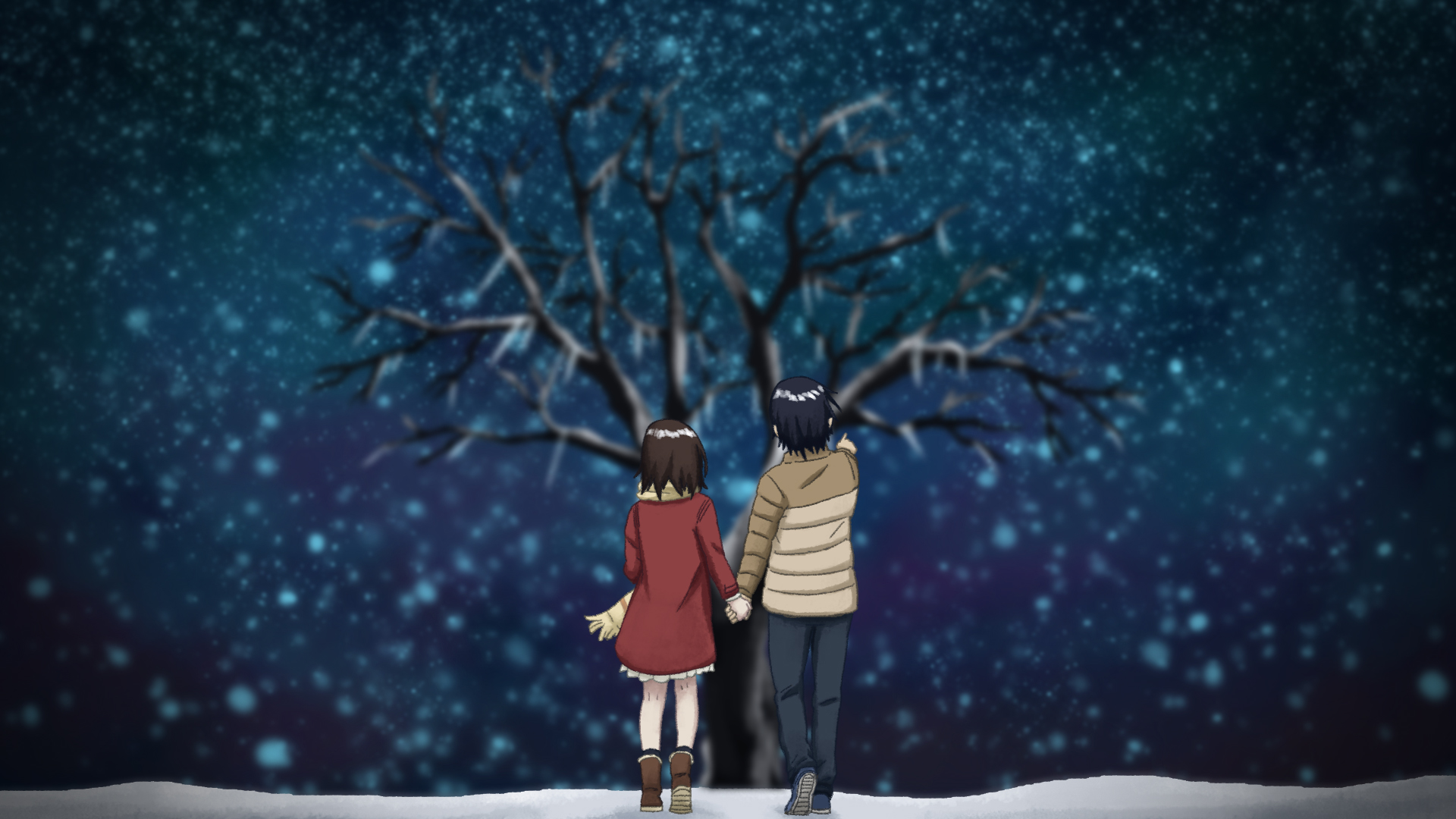 Kayo Hinazuki and a boy under the starry sky HD Wallpaper