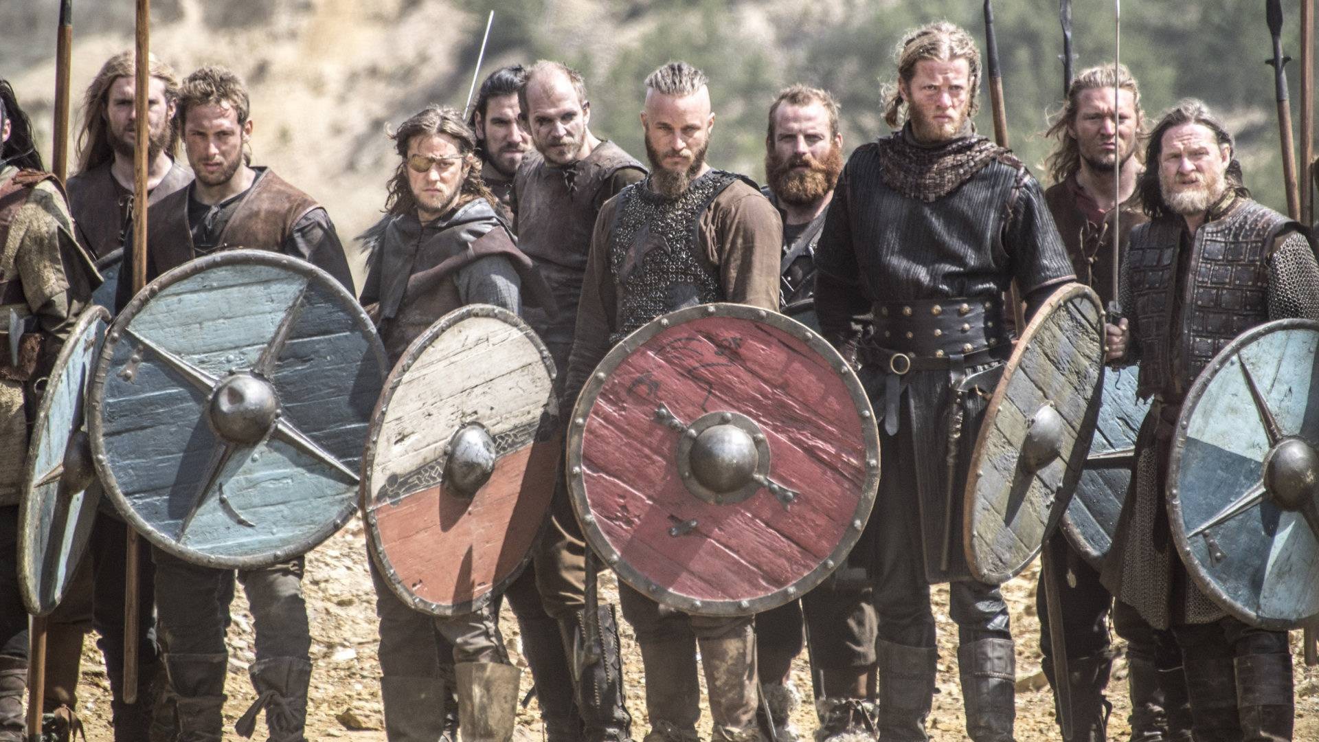 Ragnar Lothbrok and Vikings with shields HD Wallpaper
