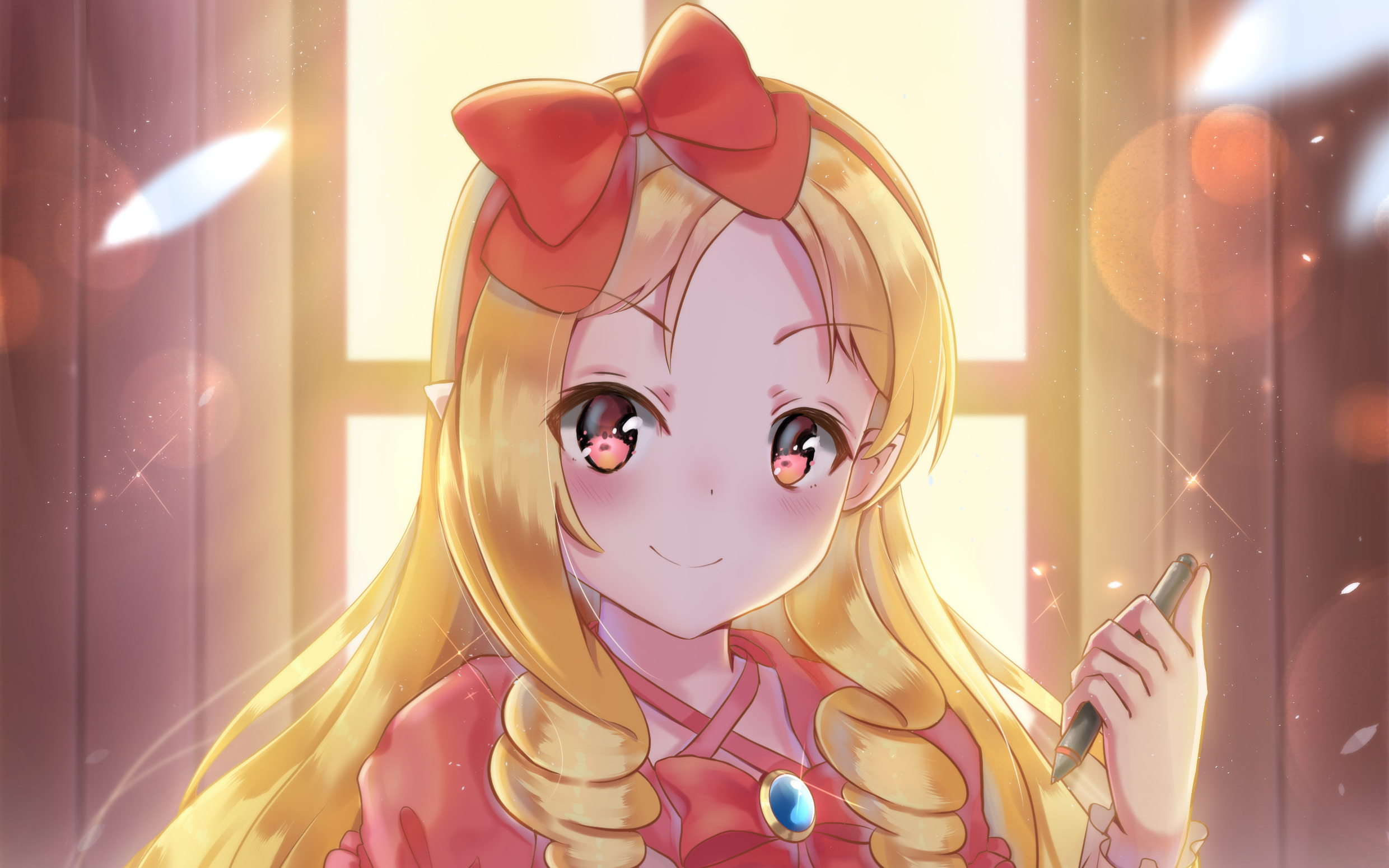 Elf Yamada with Red Bow HD Wallpaper