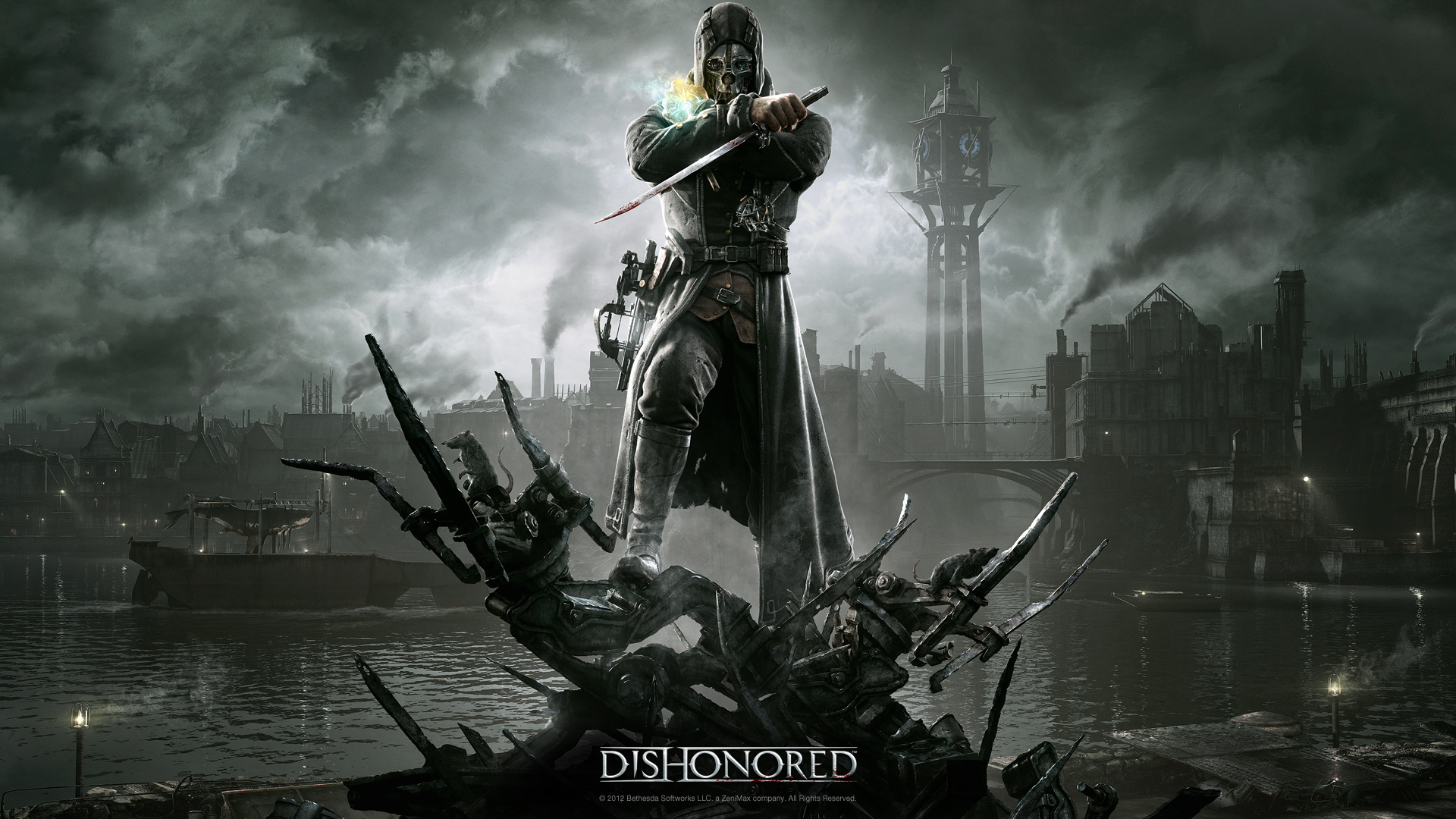 Corvo Attano from Dishonored standing on debris HD Wallpaper