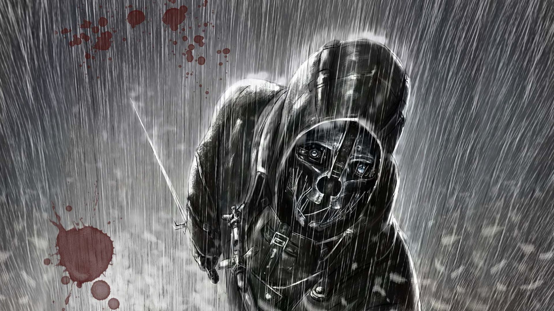 Corvo Attano in the rain HD Wallpaper