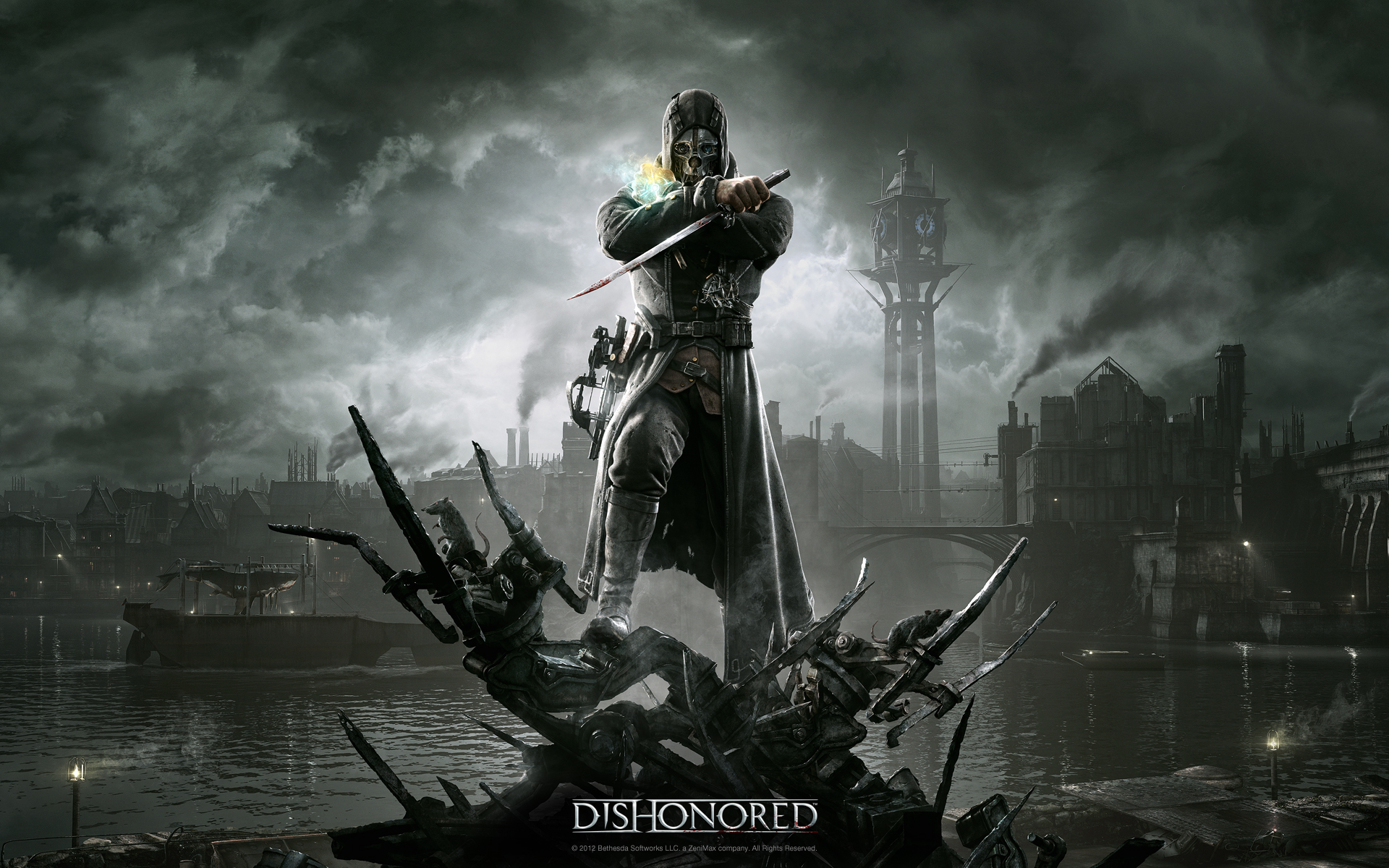 Corvo Attano from Dishonored standing on debris HD Wallpaper