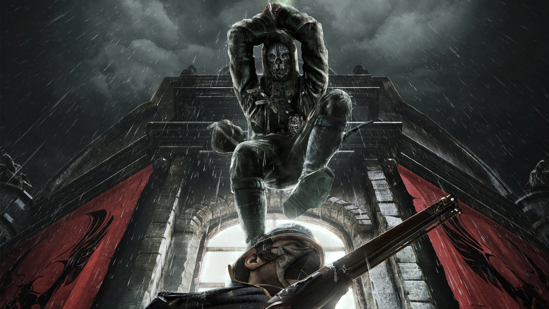 Corvo Attano from Dishonored in the rain HD Wallpaper