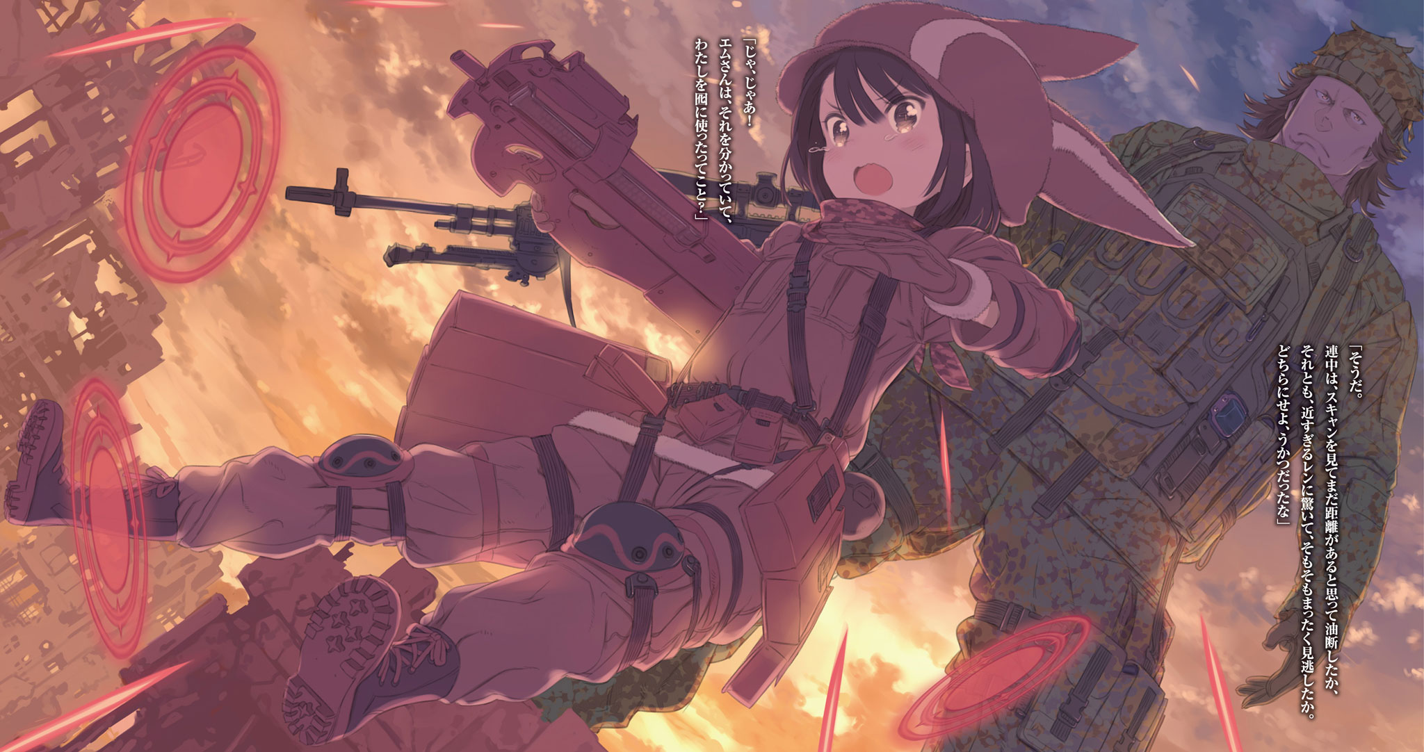 Karen Kohiruimaki with a sniper rifle and a soldier HD Wallpaper