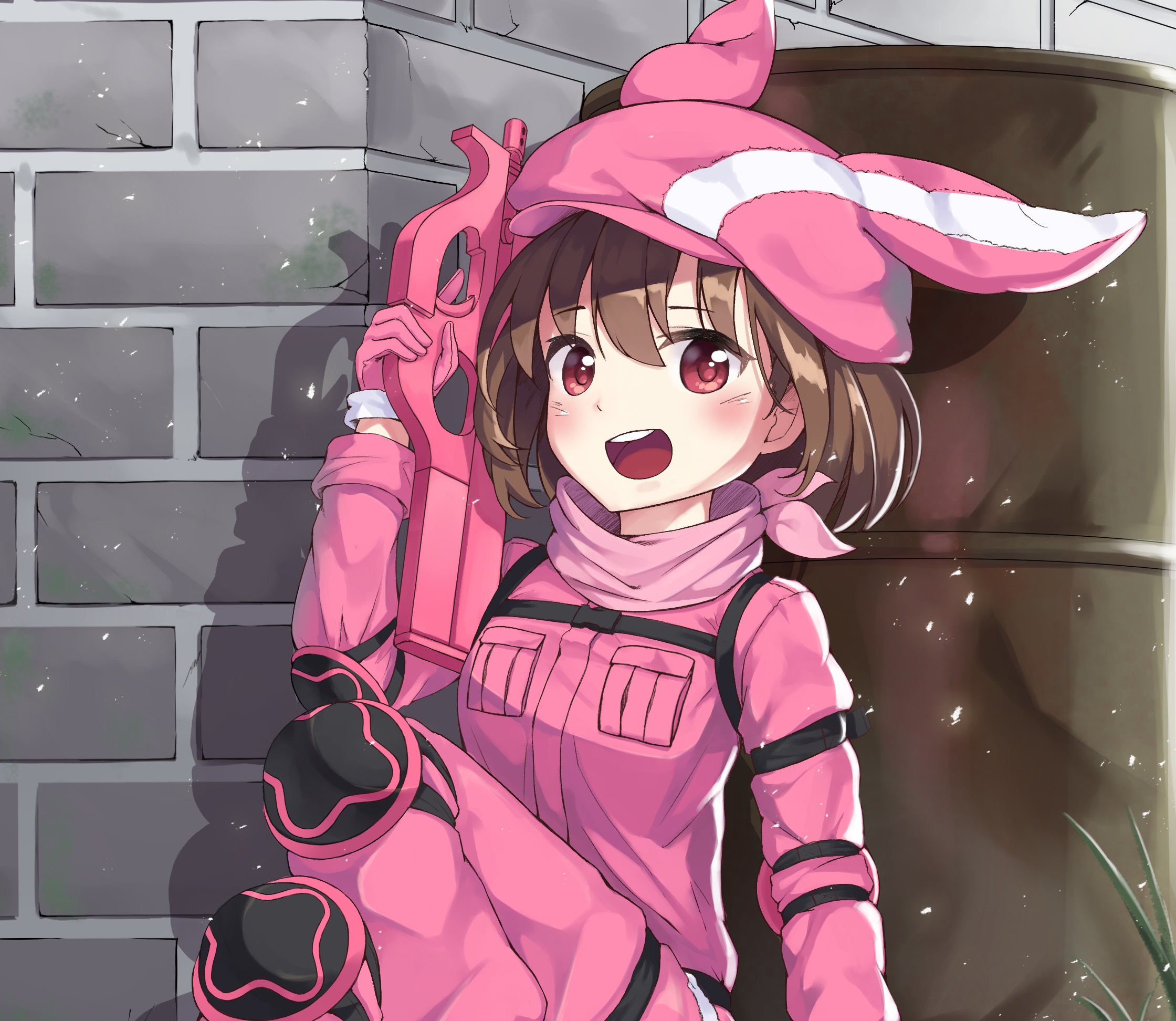 Karen Kohiruimaki with pink gun HD Wallpaper