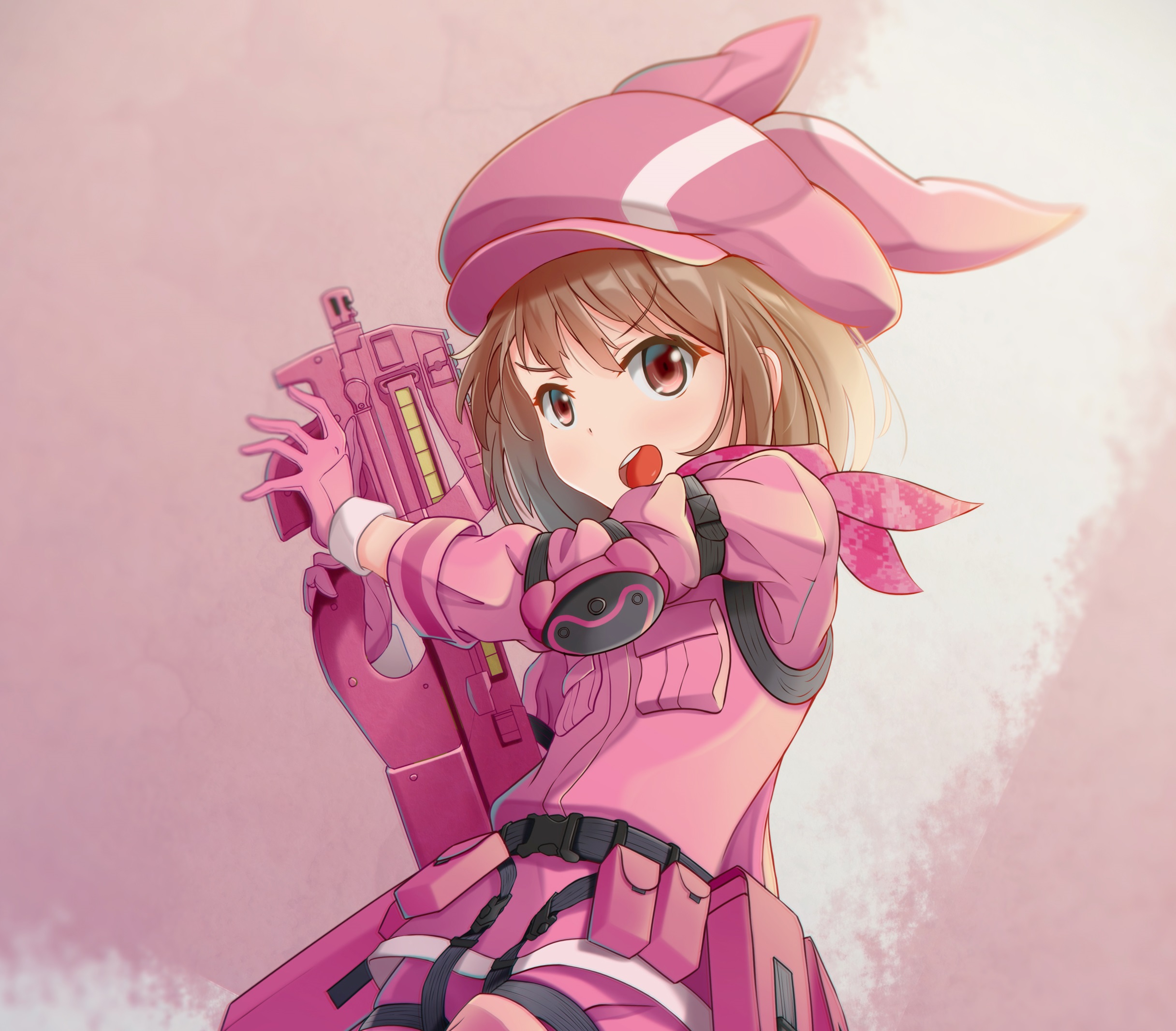 Karen Kohiruimaki with pink gun HD Wallpaper