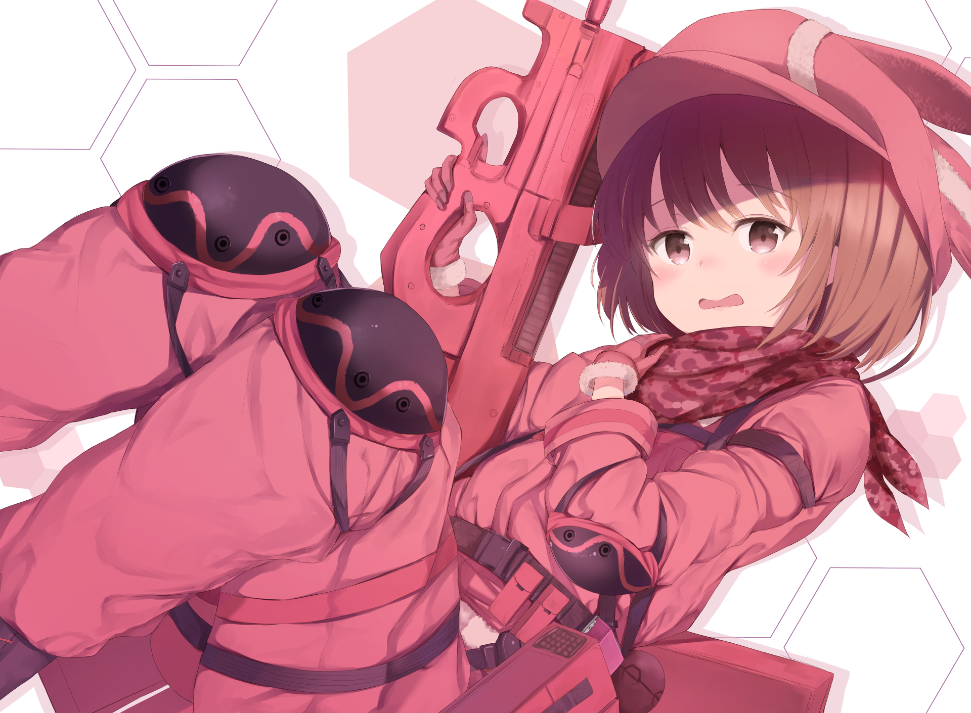 Karen Kohiruimaki with a pink gun HD Wallpaper