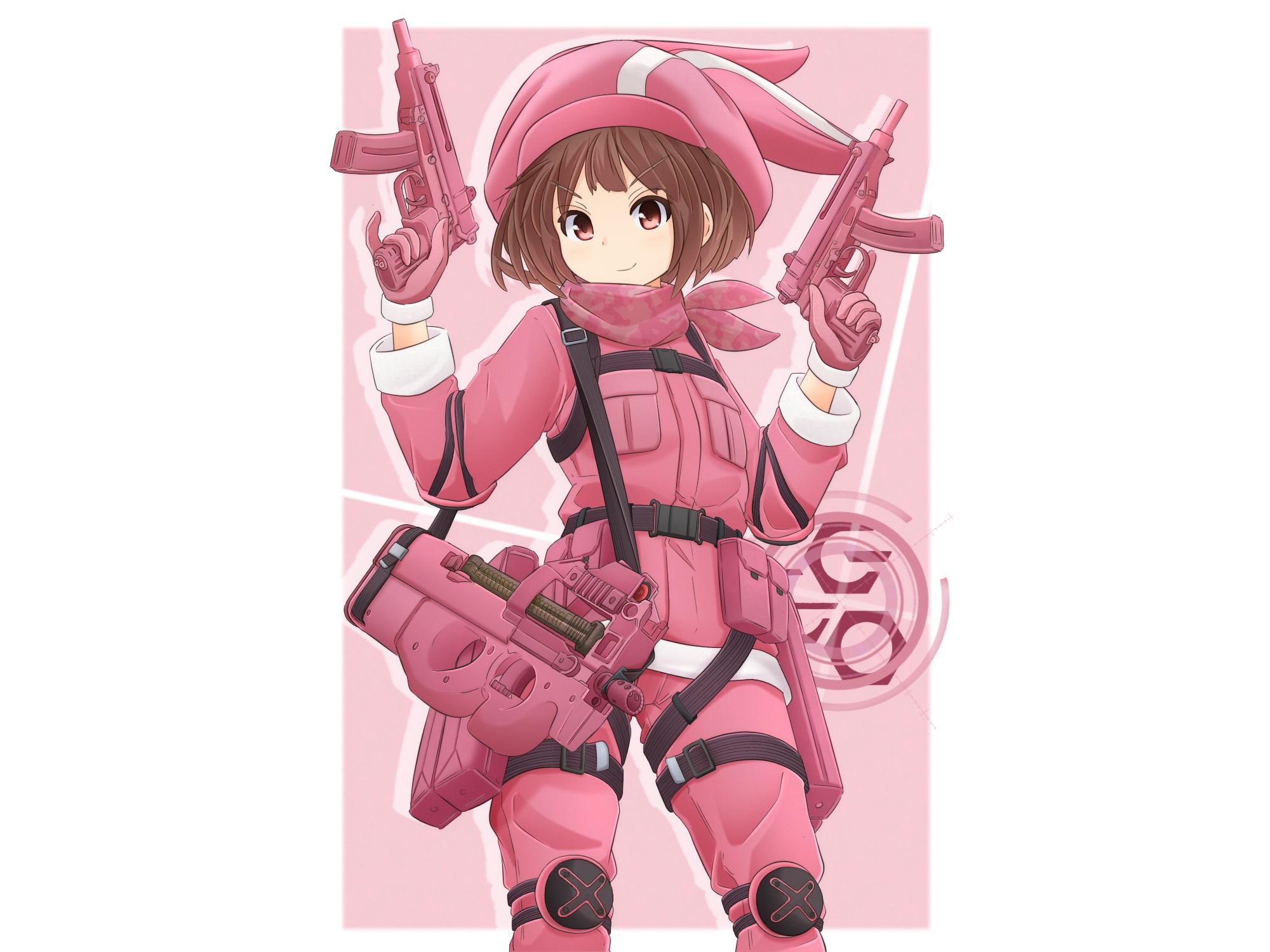 Karen Kohiruimaki with pink guns HD Wallpaper