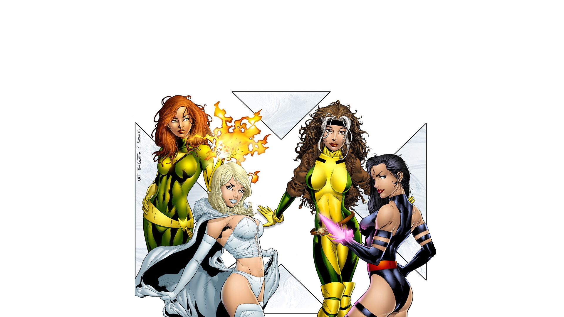 Four female X-Men characters from Marvel Comics HD Wallpaper