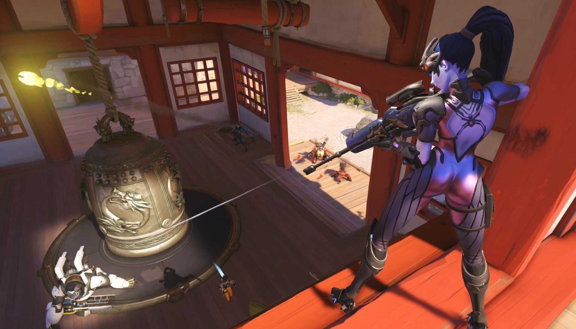 Widowmaker from Overwatch on Hanamura map HD Wallpaper