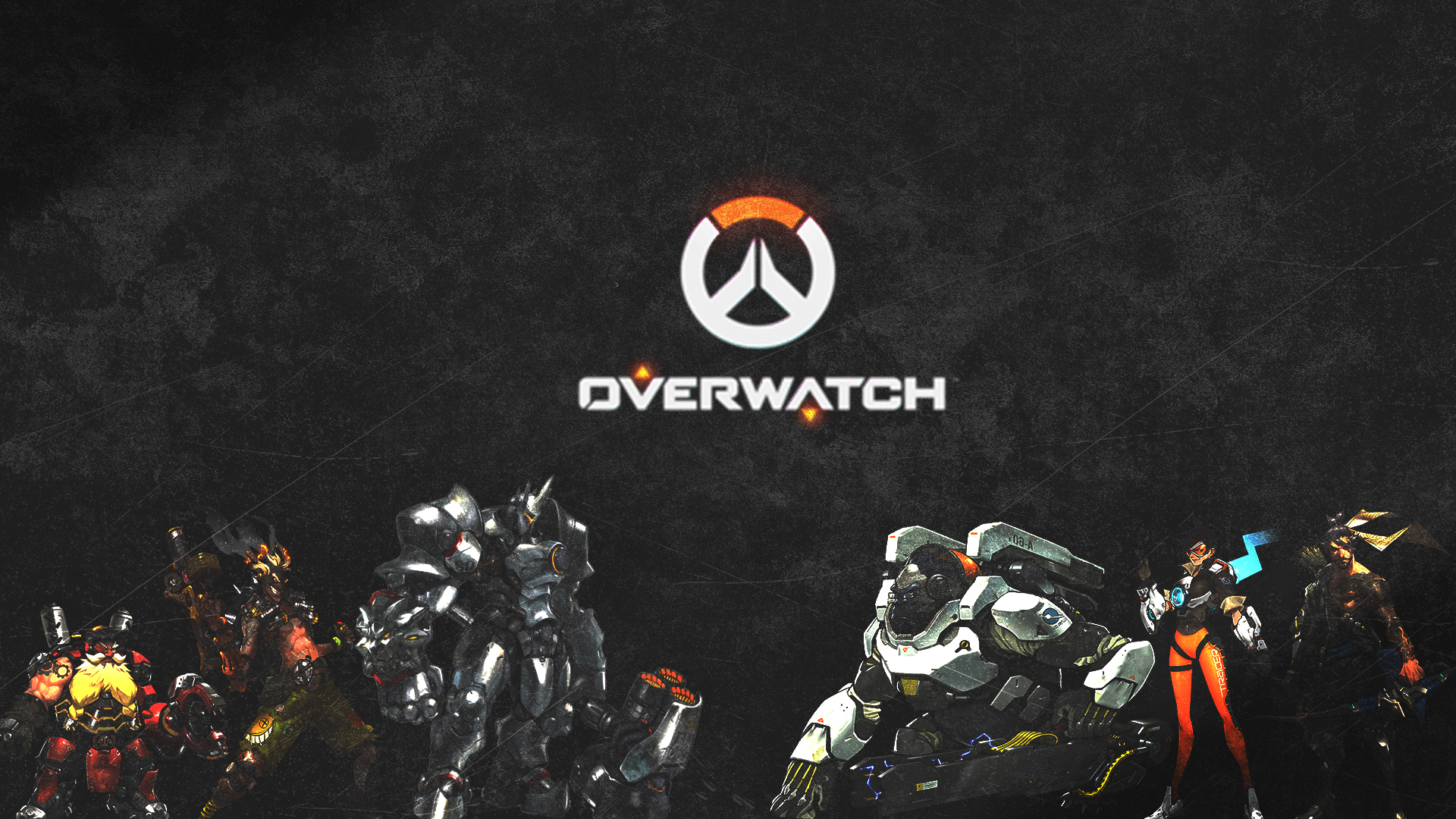 Overwatch characters with Overwatch logo HD Wallpaper