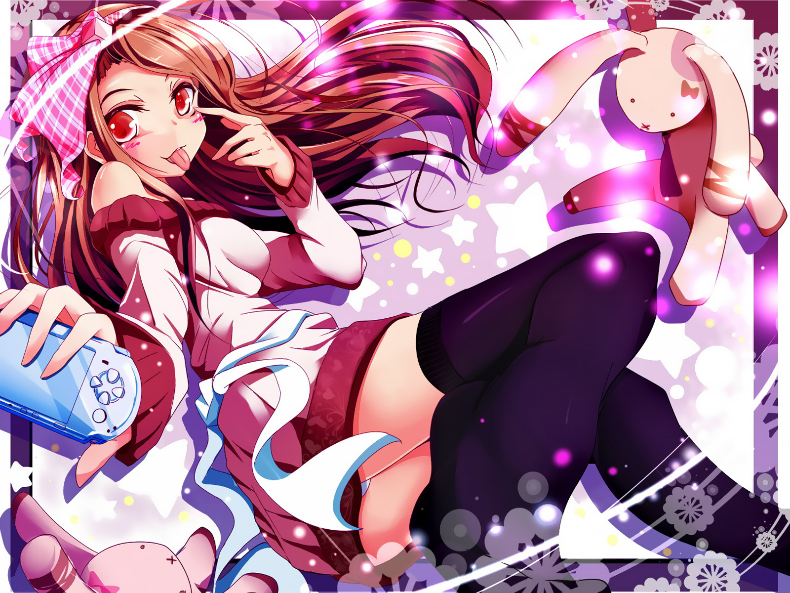Iori Minase with a PSP and a plush toy HD Wallpaper