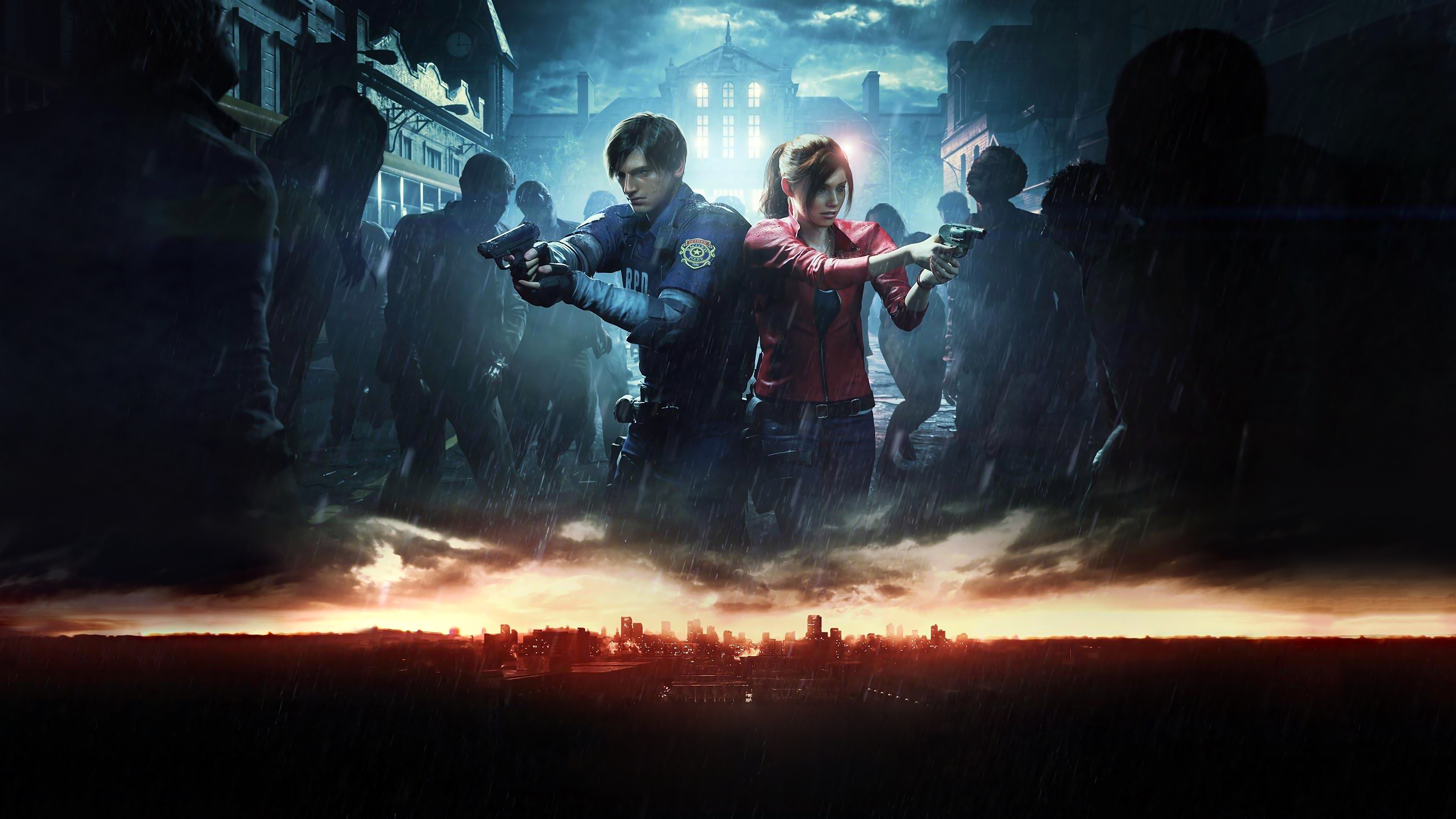 Claire Redfield and Leon S. Kennedy in Resident Evil 2 HD Wallpaper