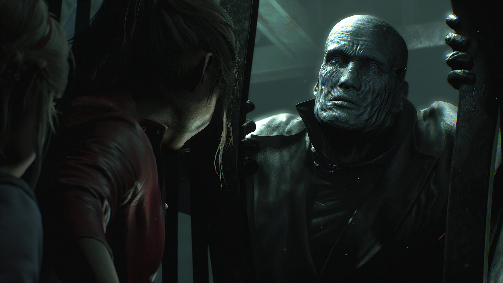 Mr. X confronts Claire Redfield in Resident Evil 2 HD Wallpaper