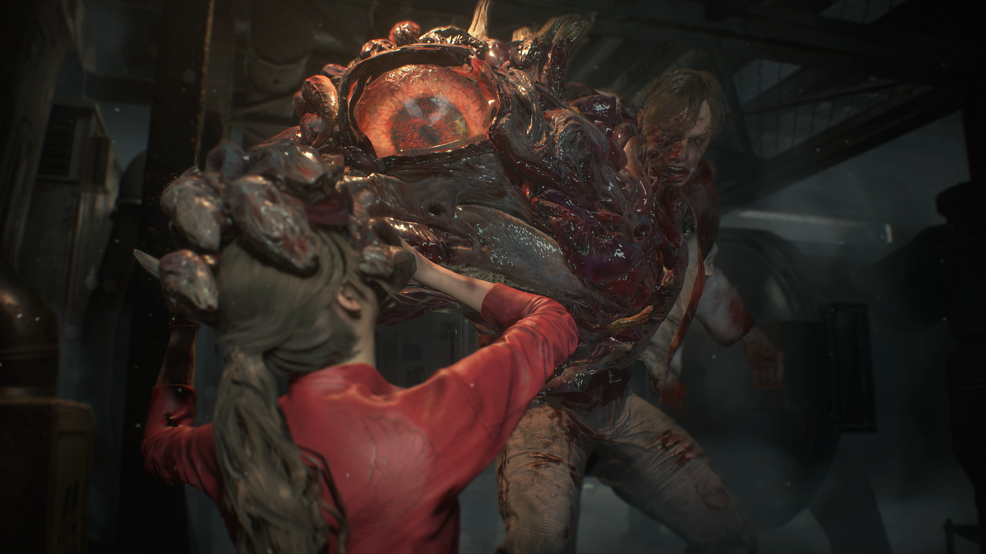 Claire Redfield fighting a monster HD Wallpaper