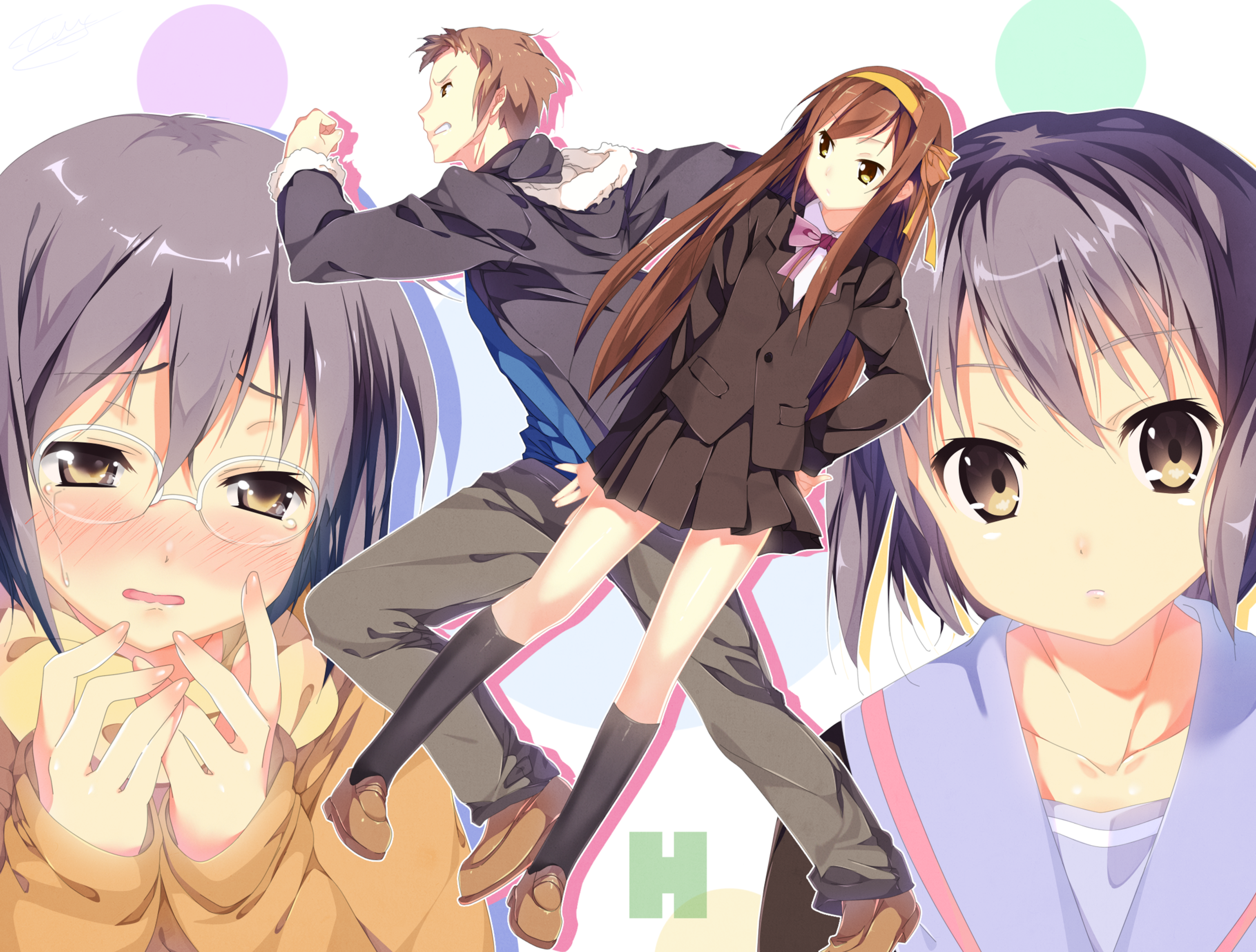 Kyon and Haruhi Suzumiya from The Melancholy of Haruhi Suzumiya HD Wallpaper