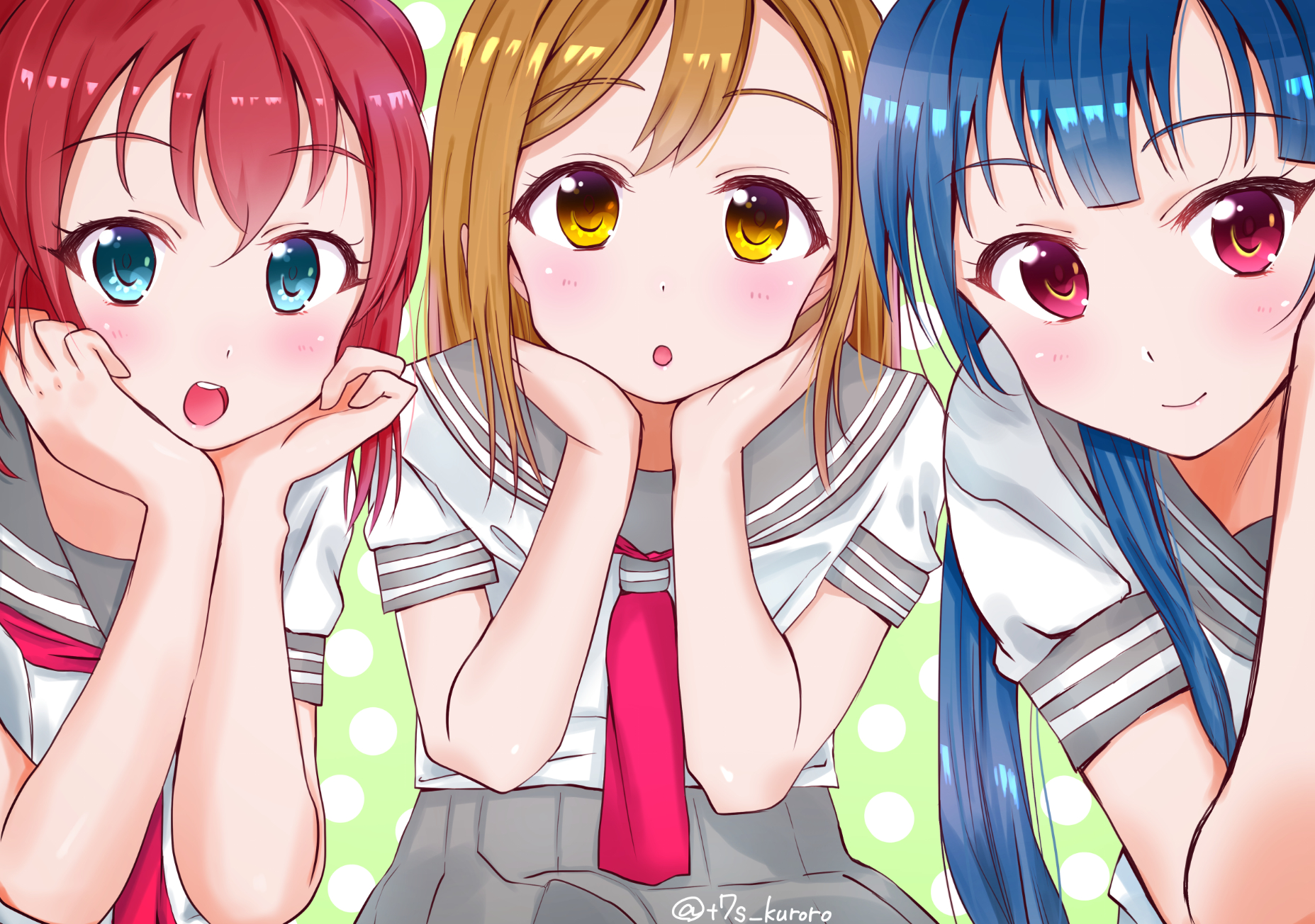 Hanamaru Kunikida and friends in school uniforms HD Wallpaper