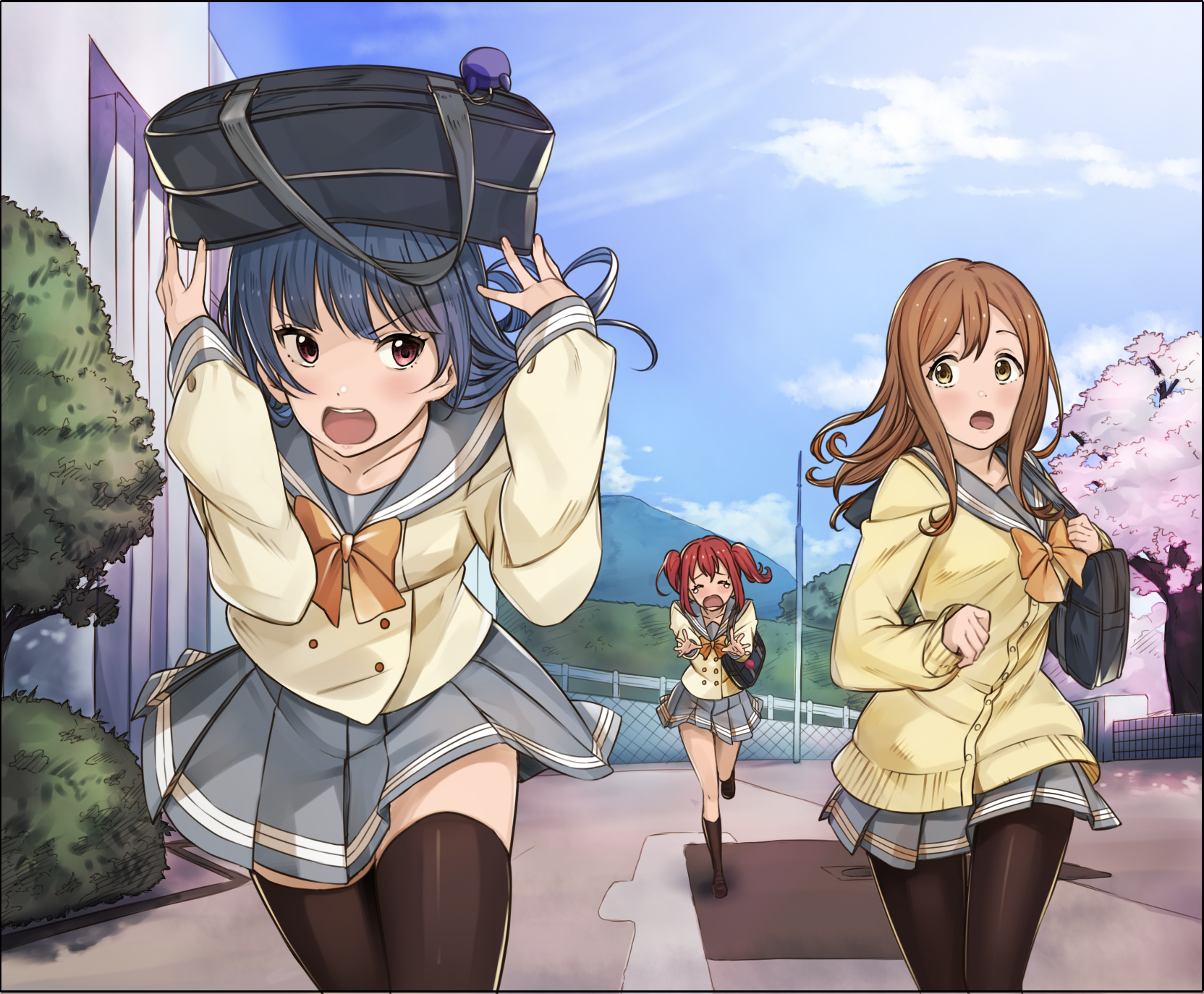 Hanamaru Kunikida and friends running HD Wallpaper