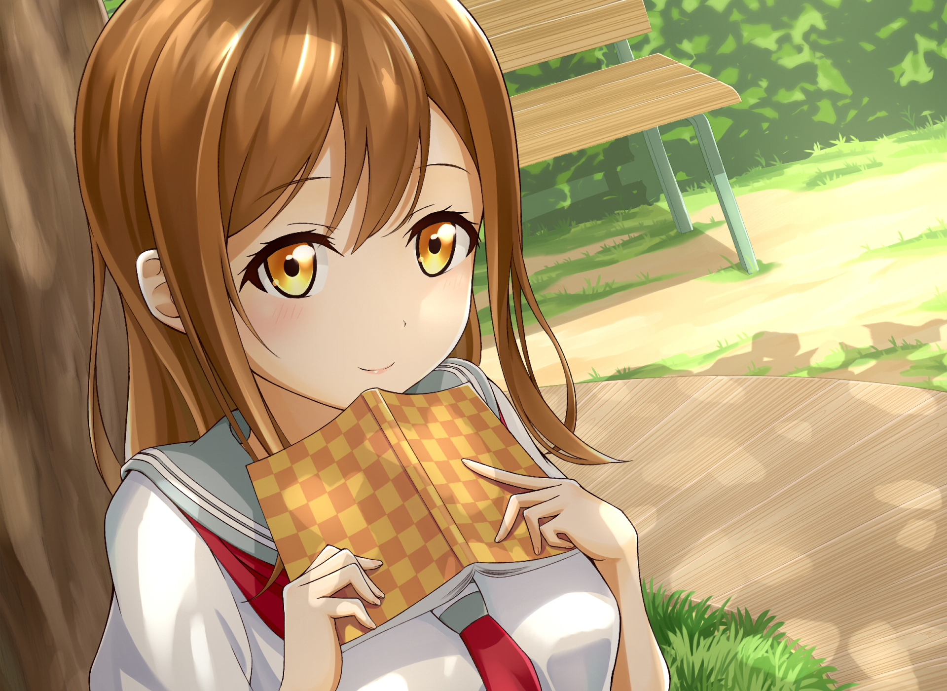 Hanamaru Kunikida reading a book under a tree HD Wallpaper