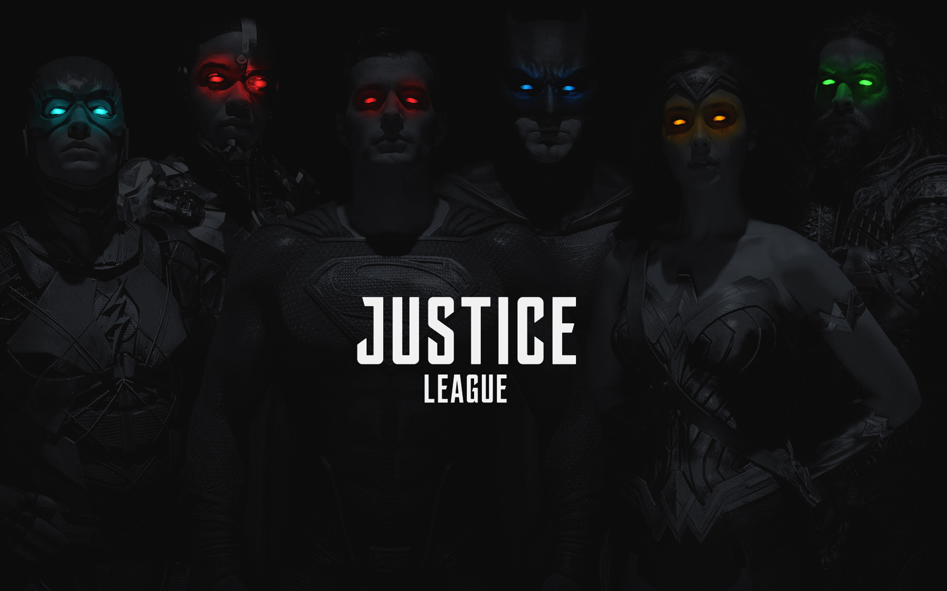 Justice League characters with glowing eyes HD Wallpaper