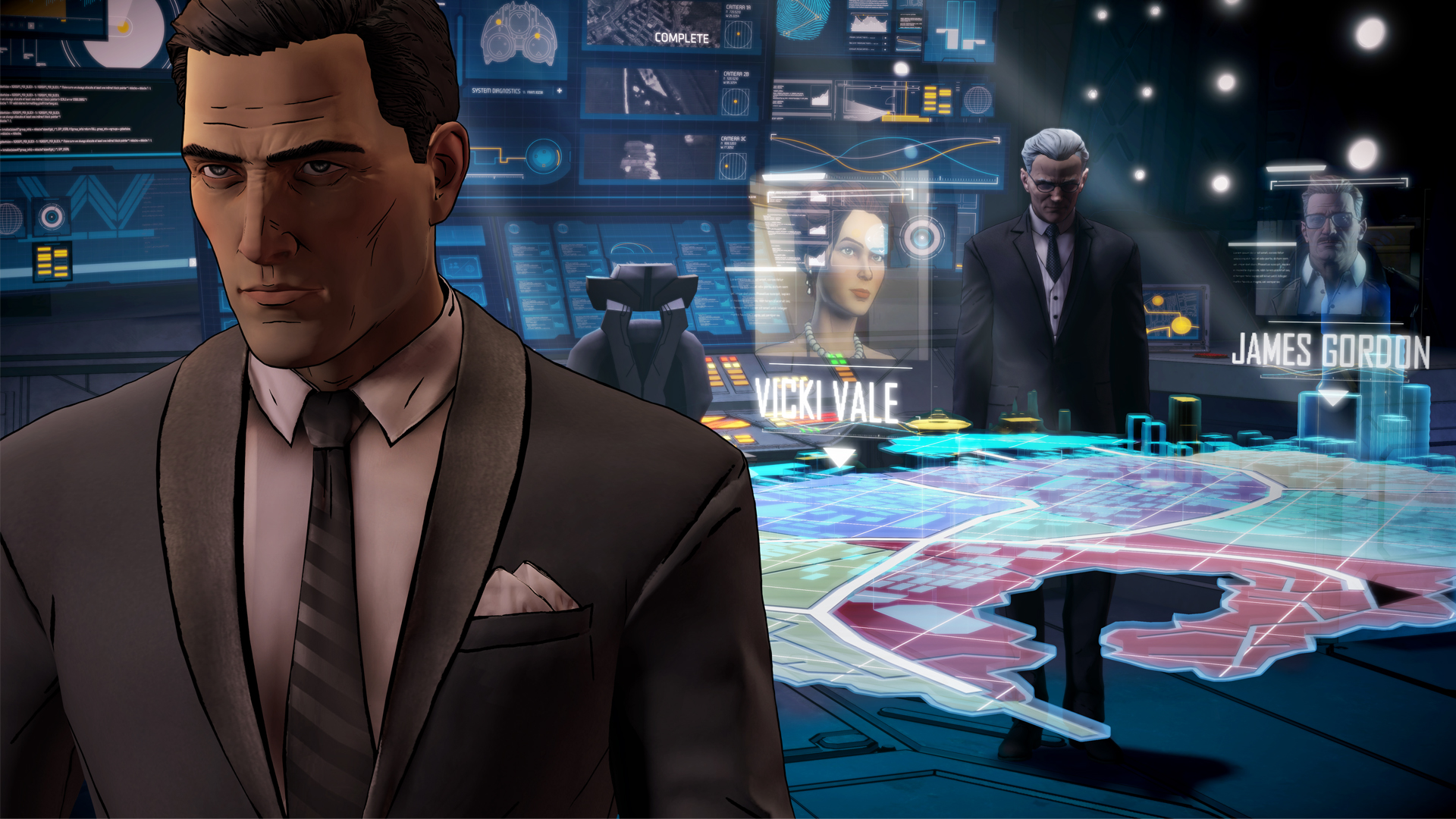 Bruce Wayne and James Gordon in the Batcave HD Wallpaper