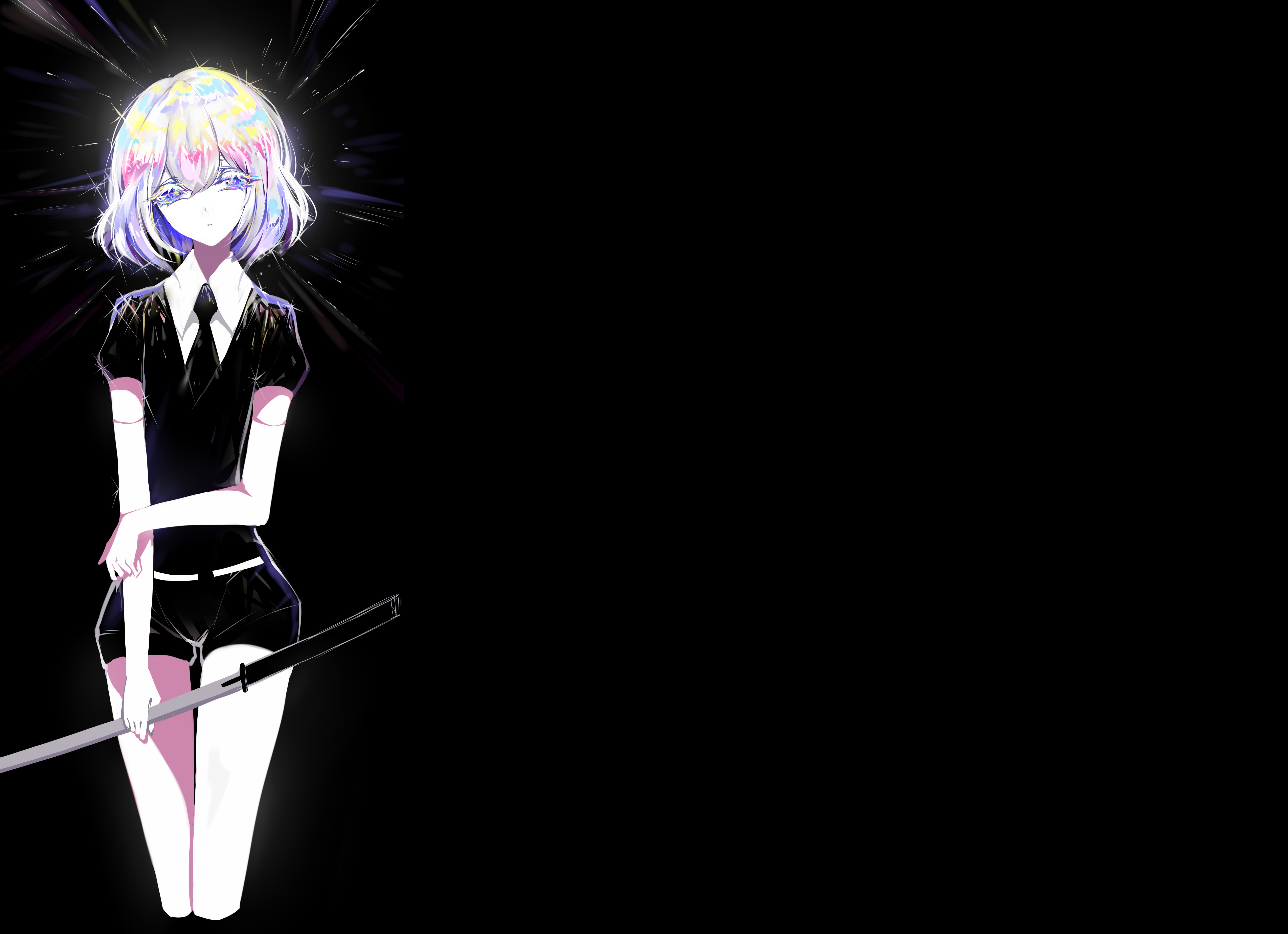 Phos from Houseki no Kuni holding a sword HD Wallpaper