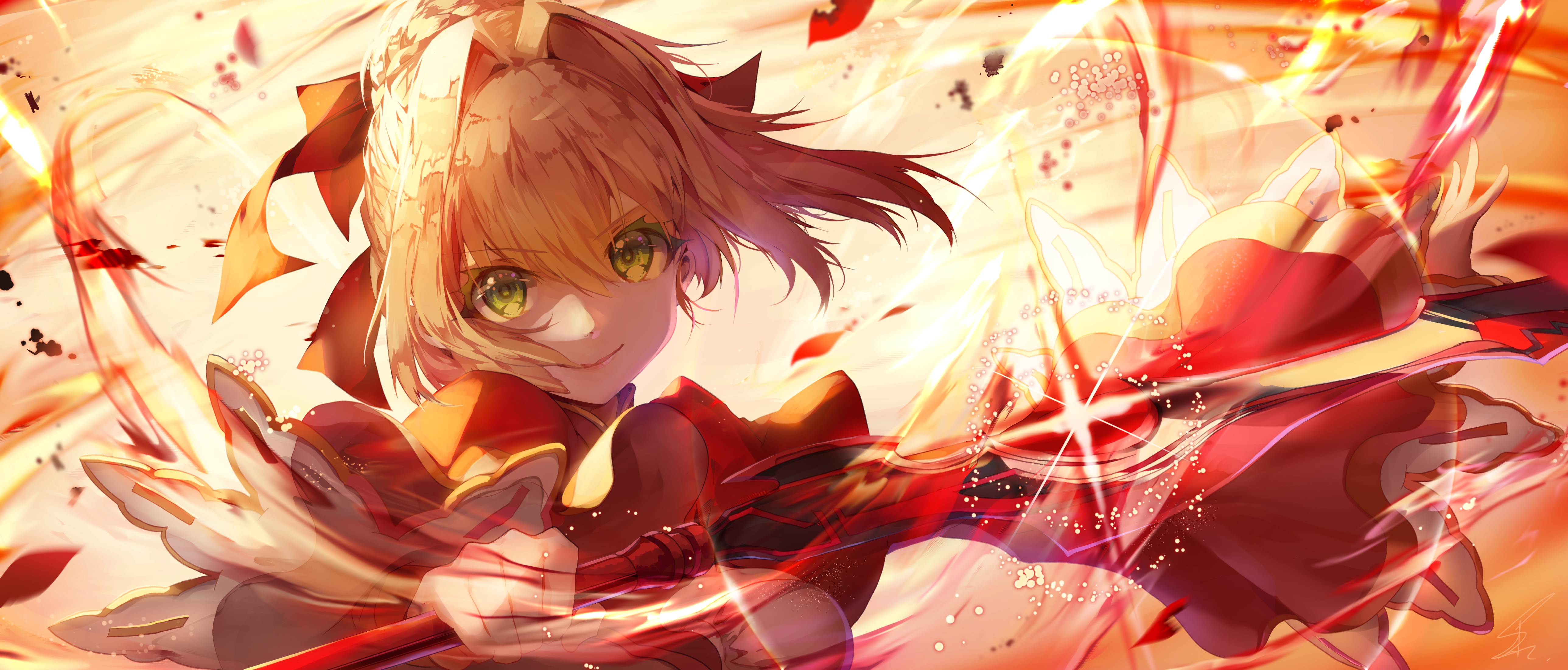 Red Saber from Fate/Grand Order HD Wallpaper