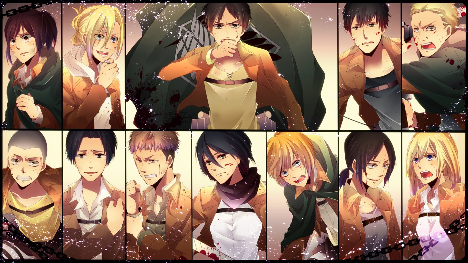 Attack on Titan characters collage HD Wallpaper