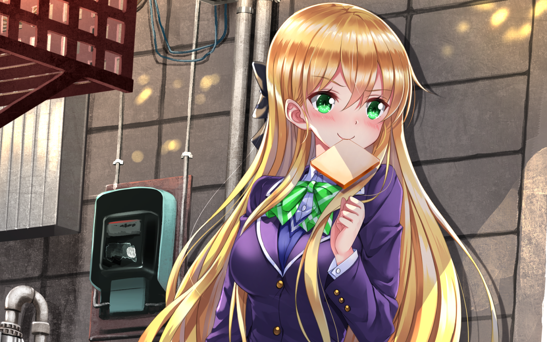 Karen Tendou eating a sandwich HD Wallpaper