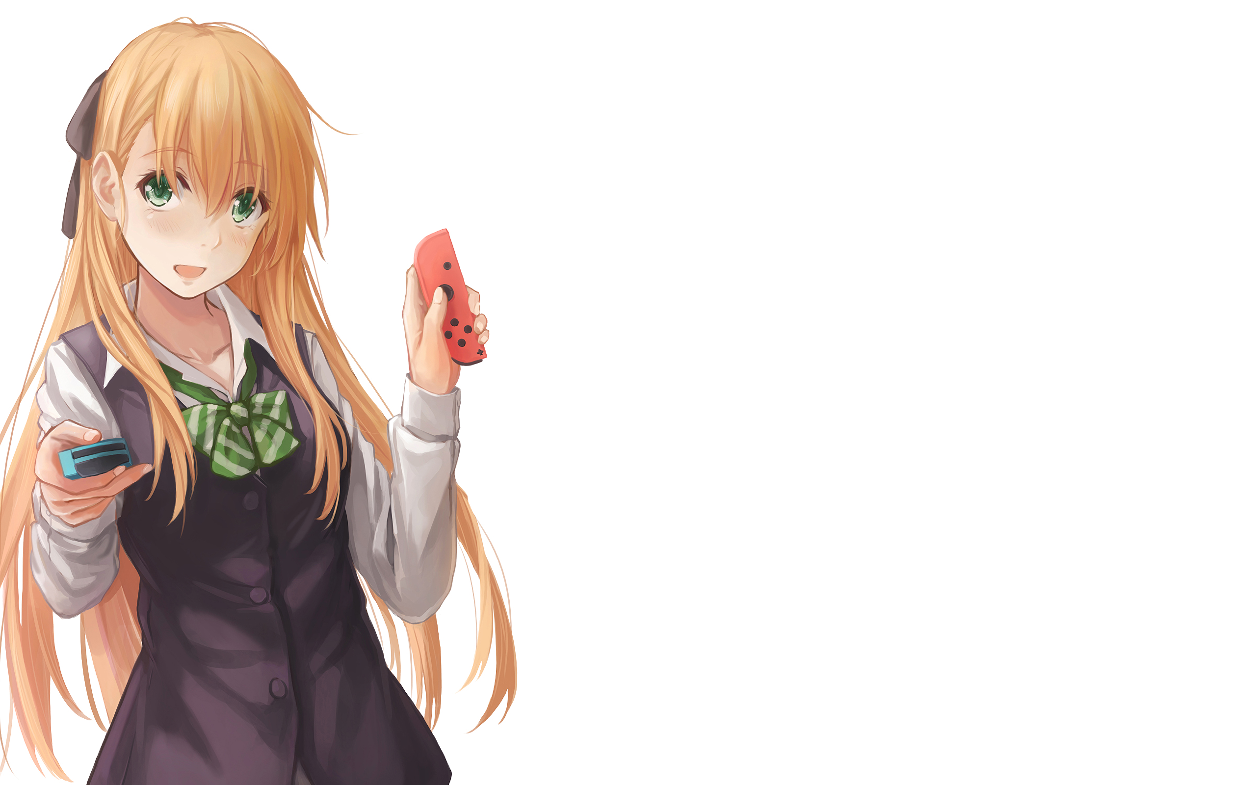 Karen Tendou holding Nintendo Switch controllers HD Wallpaper