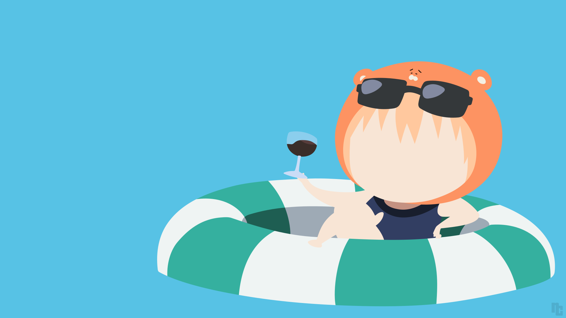 Umaru Doma from Himouto! Umaru-chan relaxing in a pool HD Wallpaper
