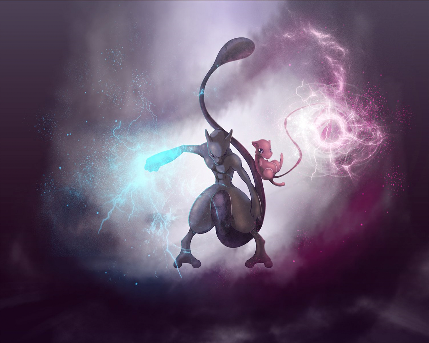 Mewtwo and Mew from Pokémon HD Wallpaper