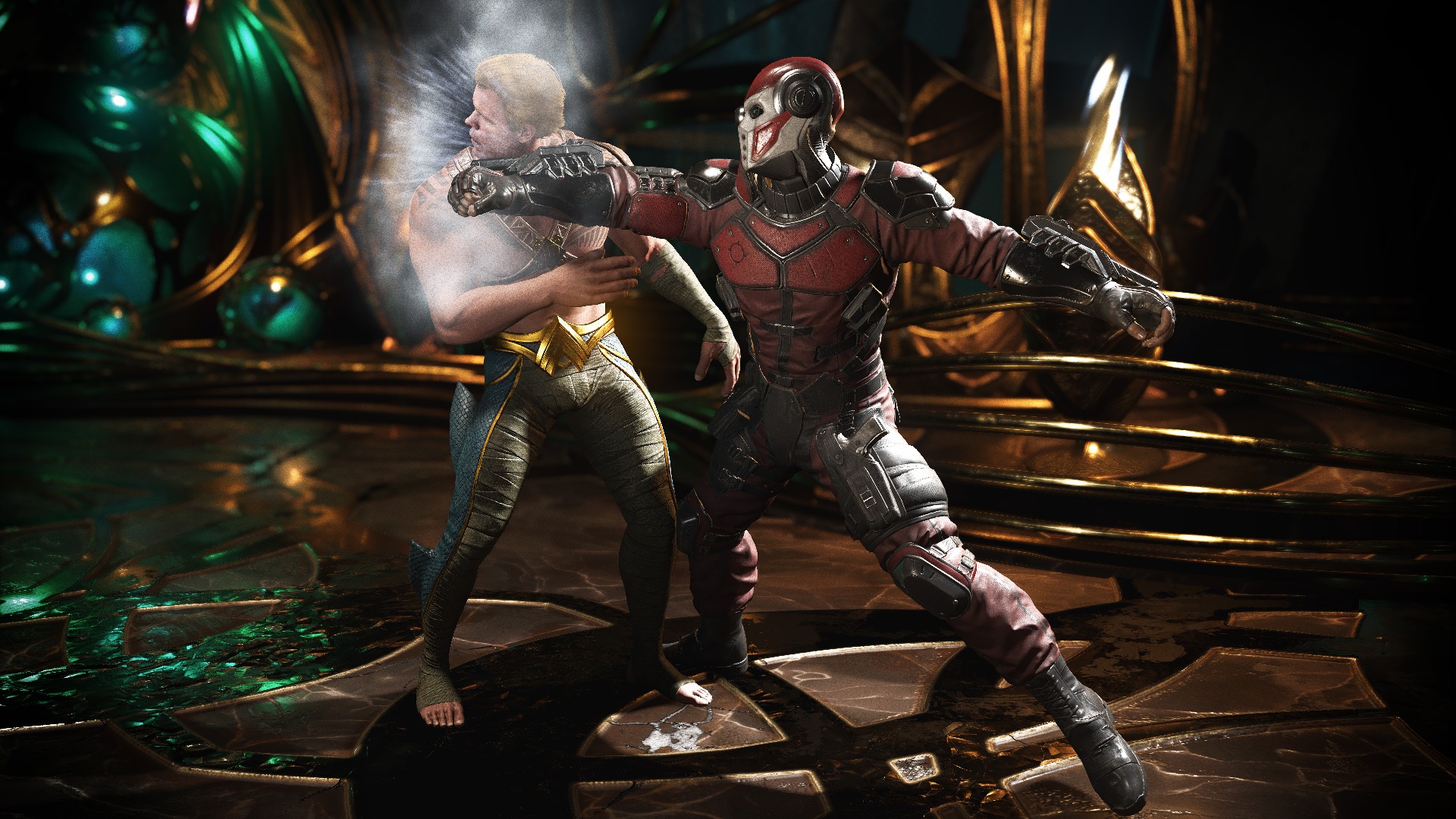Deadshot fighting Aquaman in Injustice 2 HD Wallpaper