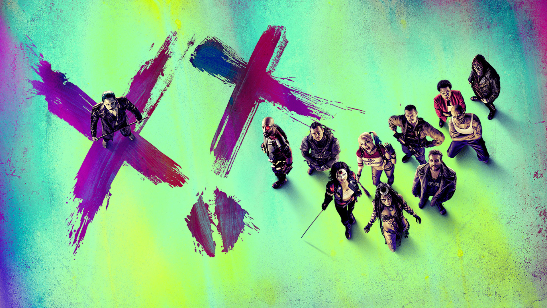 Suicide Squad Characters on Painted Background HD Wallpaper