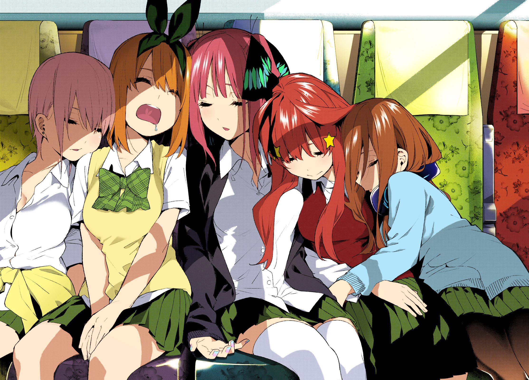 The Quintessential Quintuplets Miku Nakano and sisters sleeping HD Wallpaper