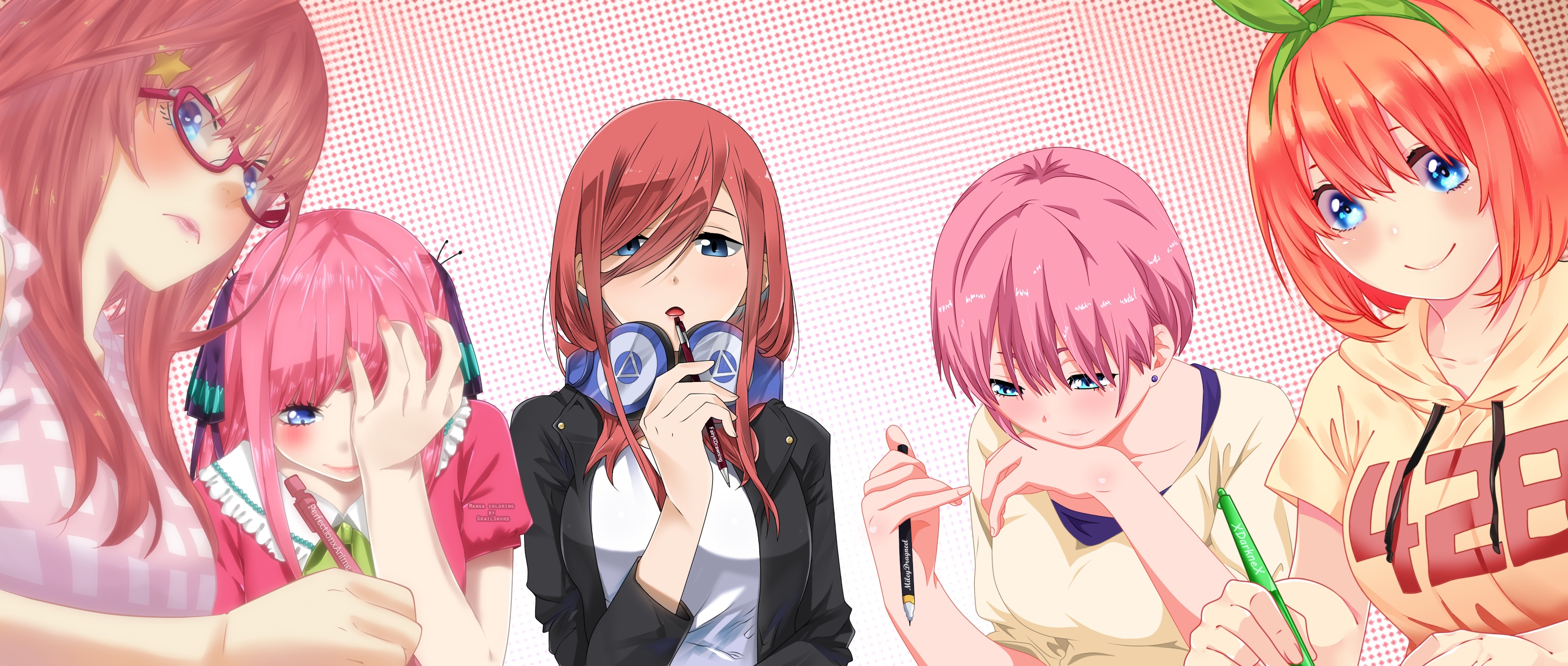 The Quintessential Quintuplets: Five Sisters Studying HD Wallpaper