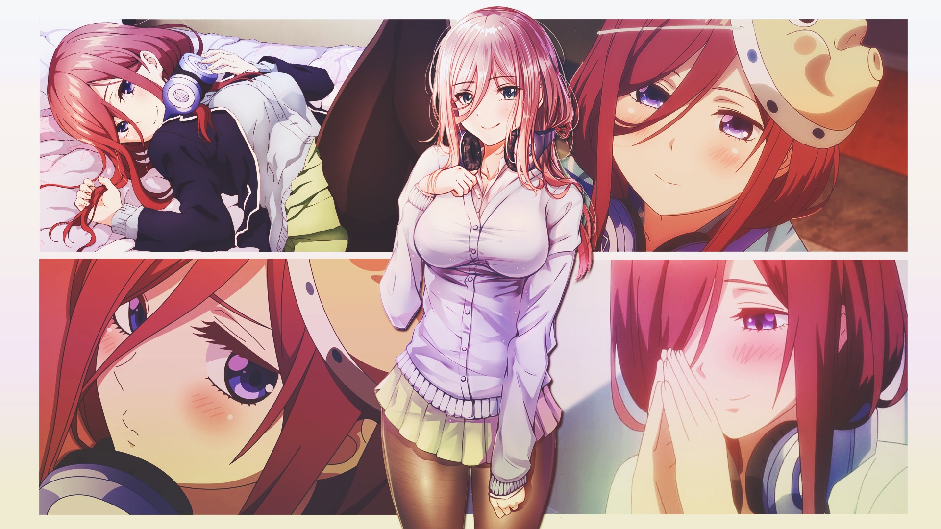Miku Nakano in Casual and Thoughtful Poses HD Wallpaper