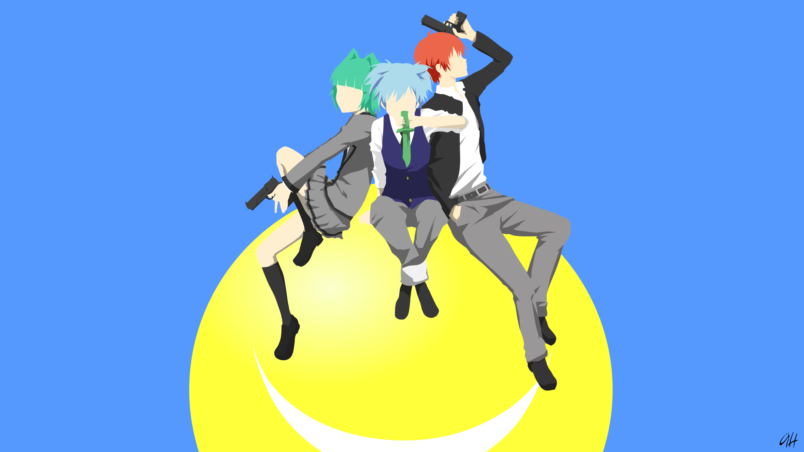 Assassination Classroom characters on a smiley face HD Wallpaper