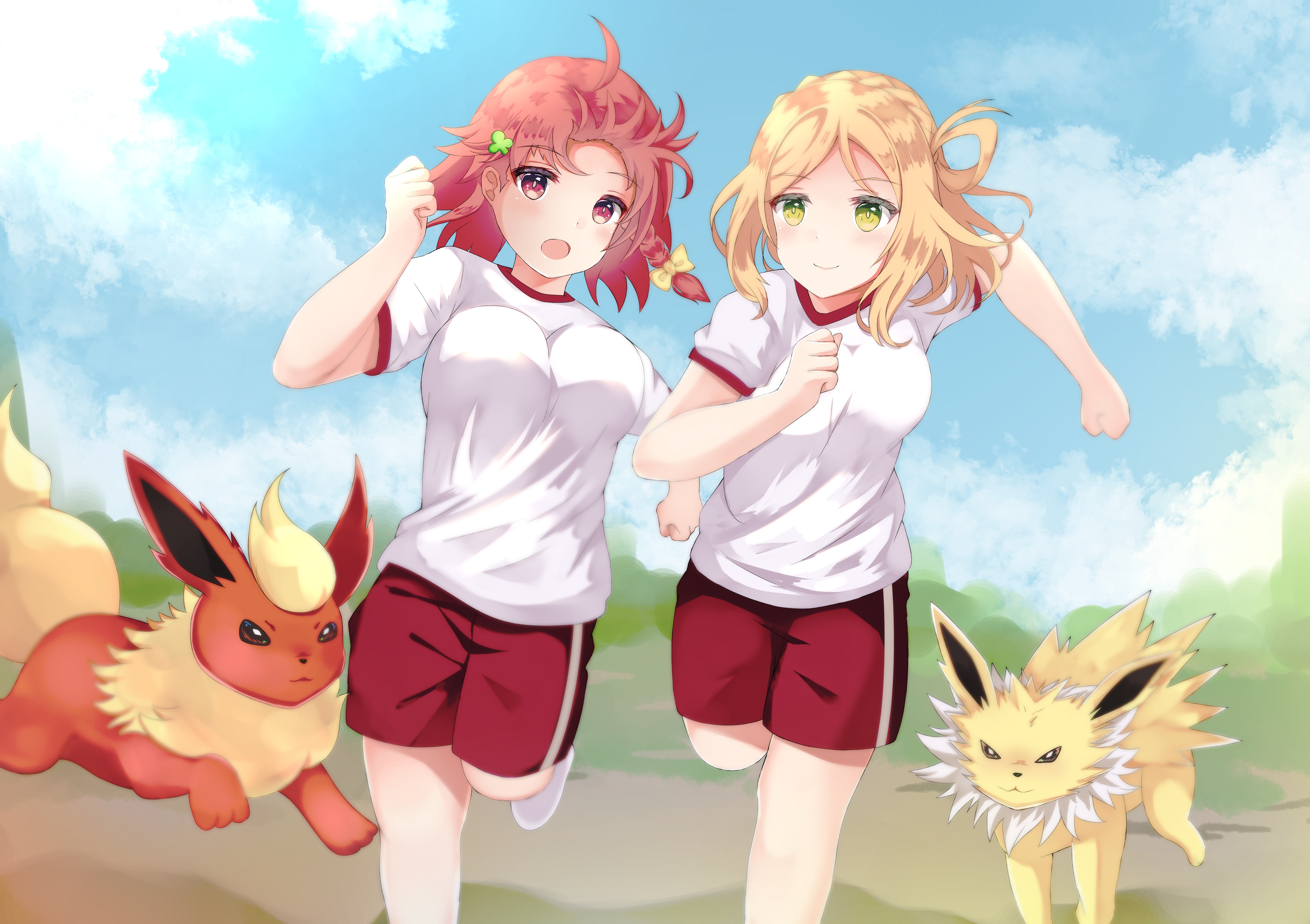 Mari Ohara and Pokemon running HD Wallpaper