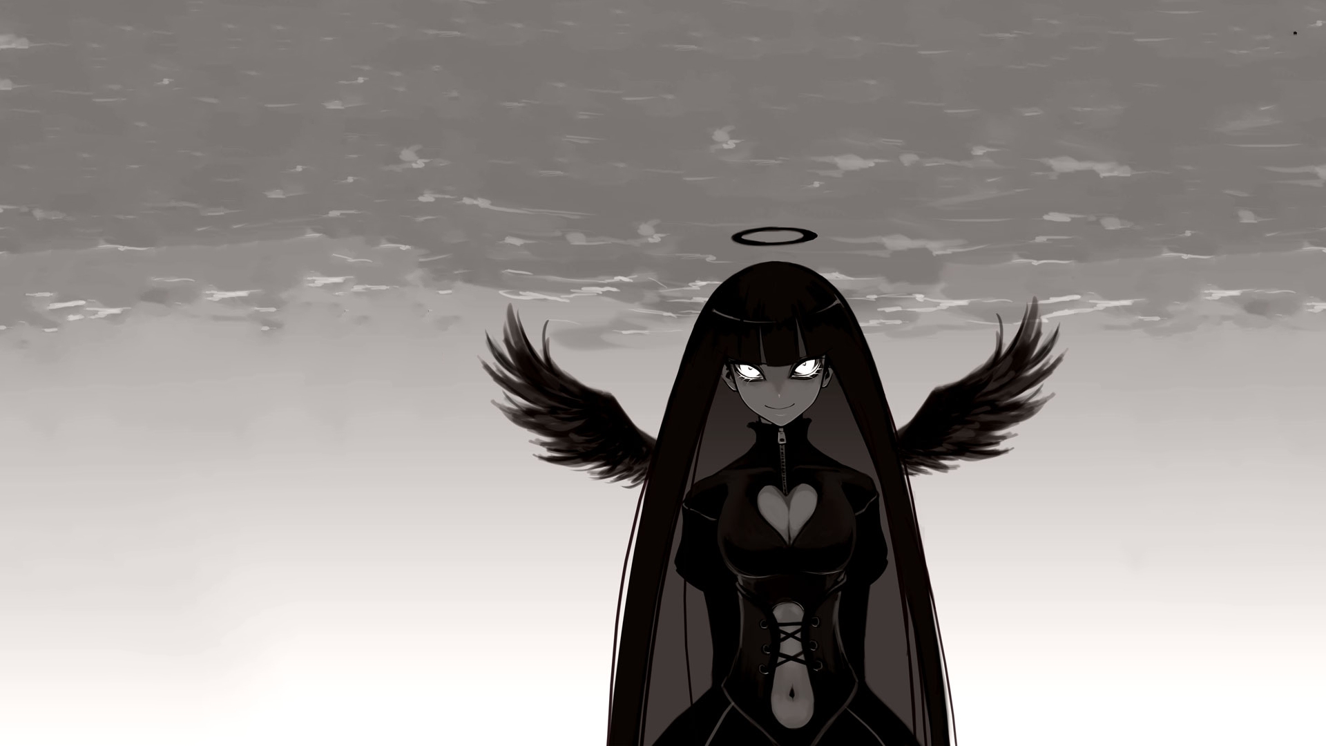 Anarchy Stocking with Black Wings and Halo HD Wallpaper
