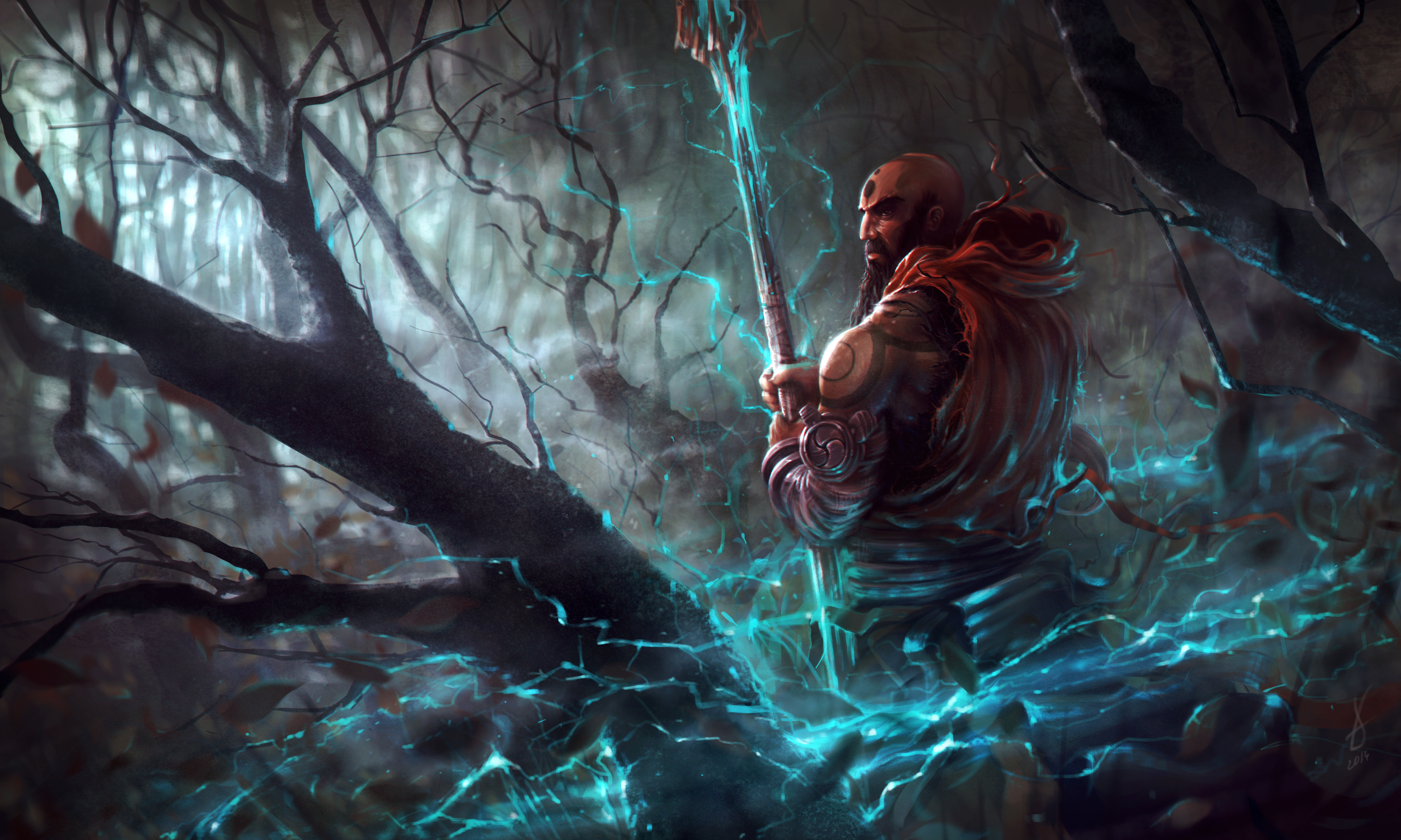 Monk from Diablo III in a forest HD Wallpaper