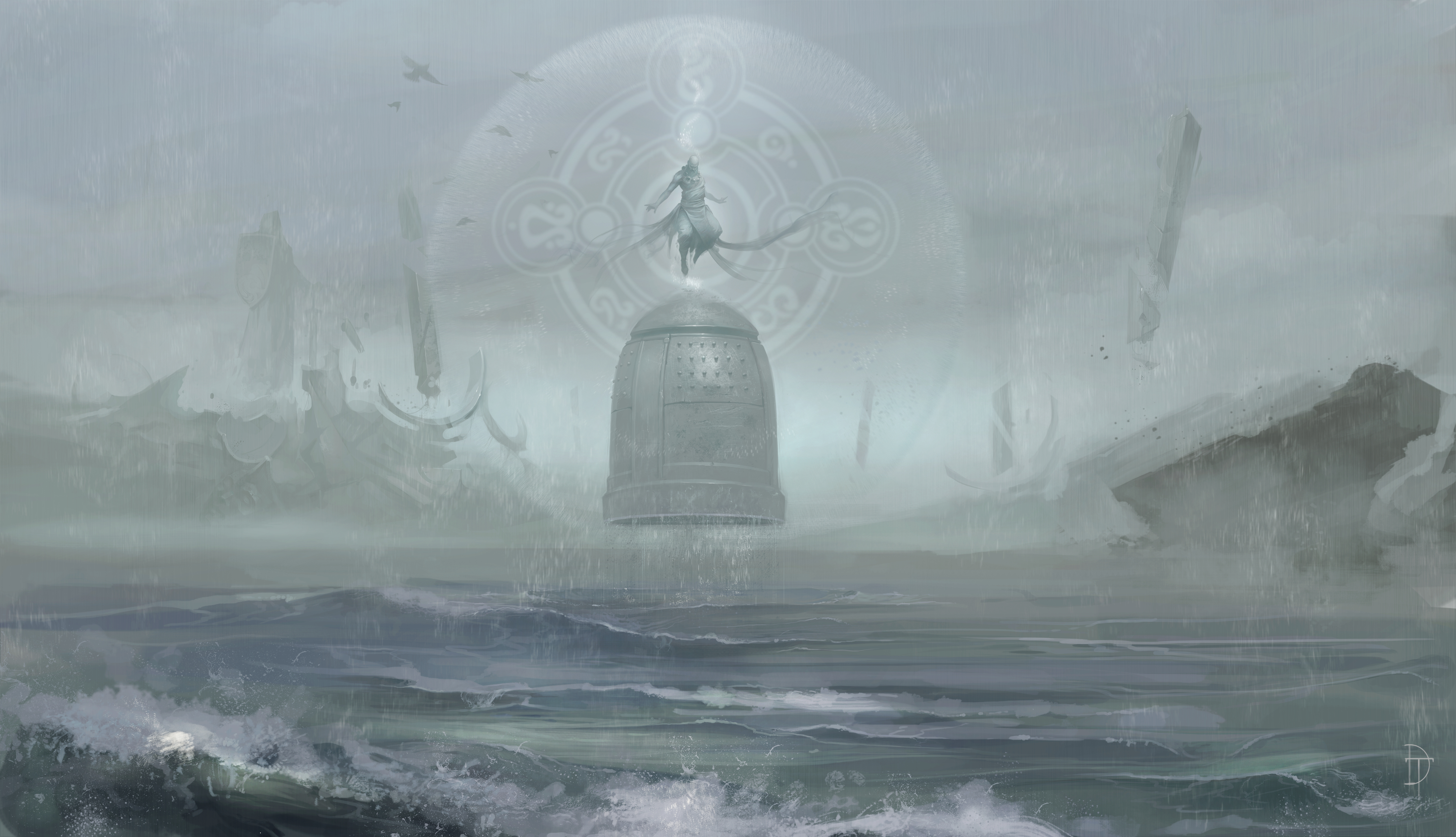 Monk from Diablo III in a mystical landscape HD Wallpaper