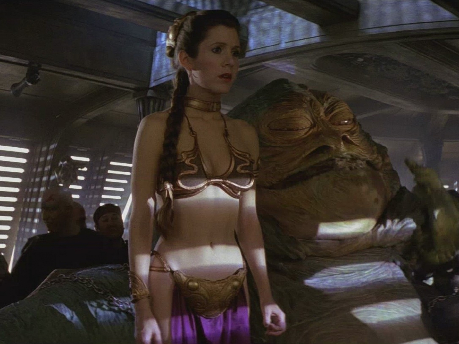 Princess Leia and Jabba the Hutt from Star Wars HD Wallpaper