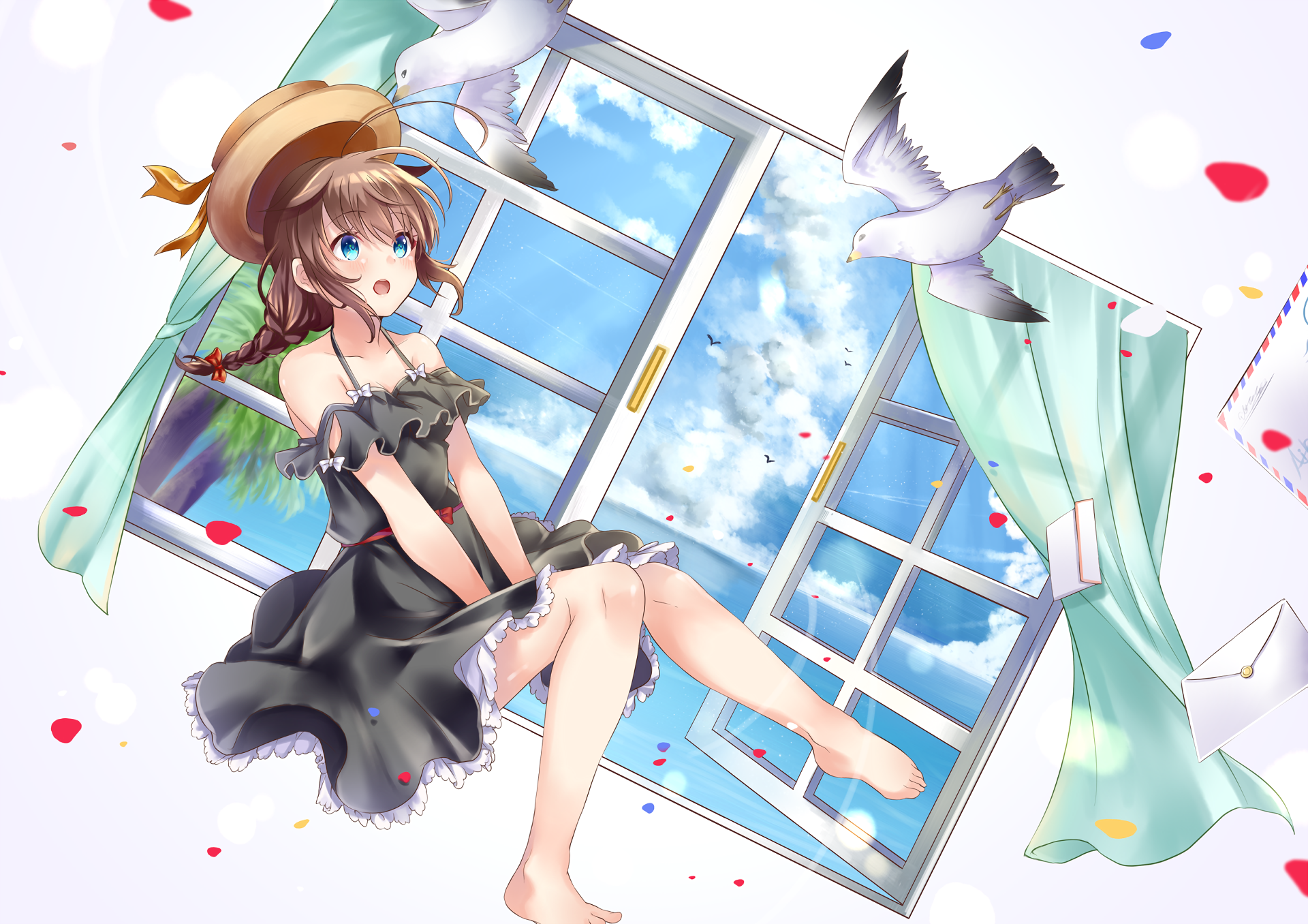 Shigure from Kancolle sitting by a window HD Wallpaper