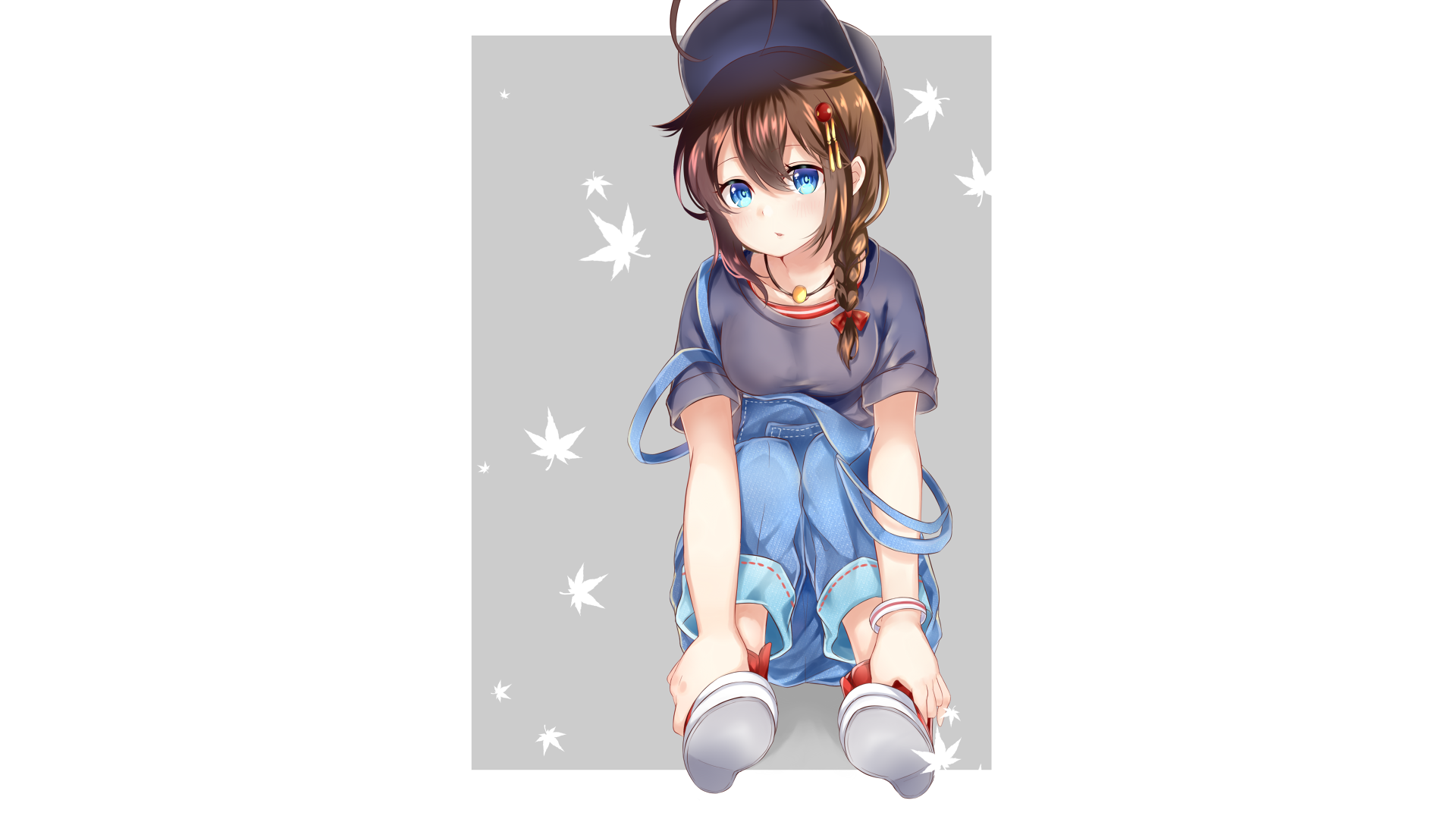 Shigure from Kancolle wearing a cap and overalls HD Wallpaper